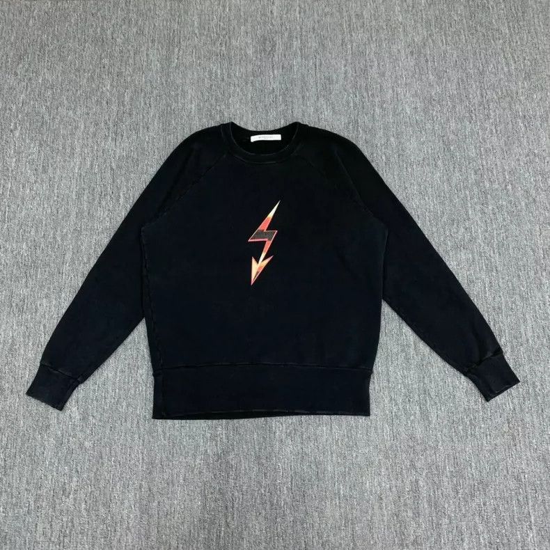 Givenchy Givenchy Black Lightning Letter Long Sleeve Hoodie Size XS Size US XS / EU 42 / 0 - 1 Thumbnail