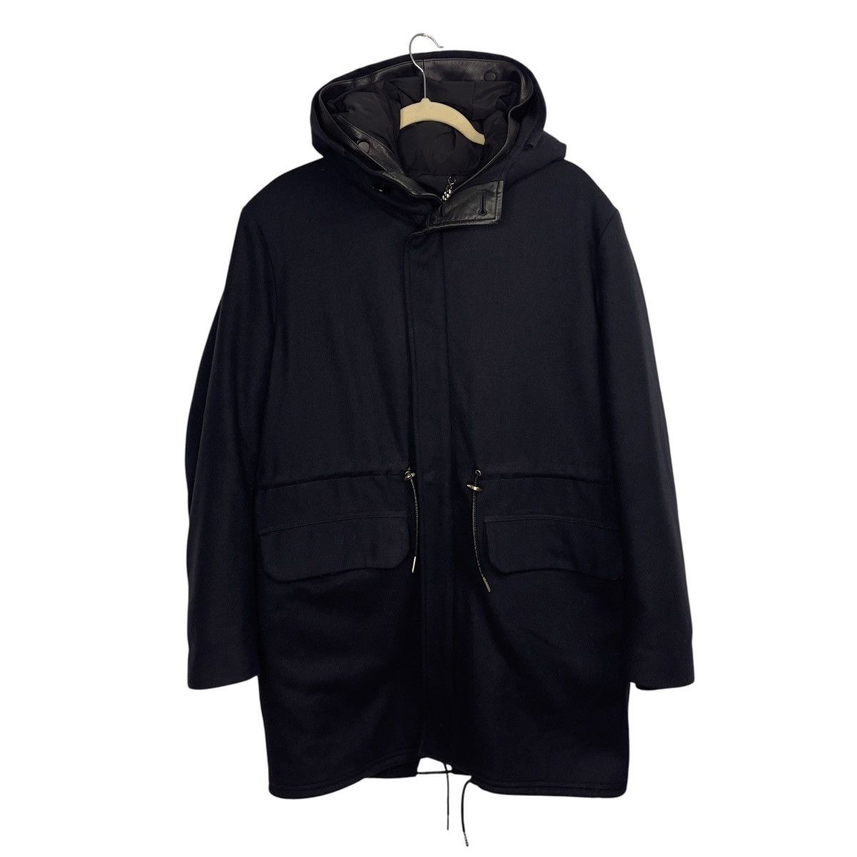 Sandro in Hooded Wool Coat Nylon Jacket