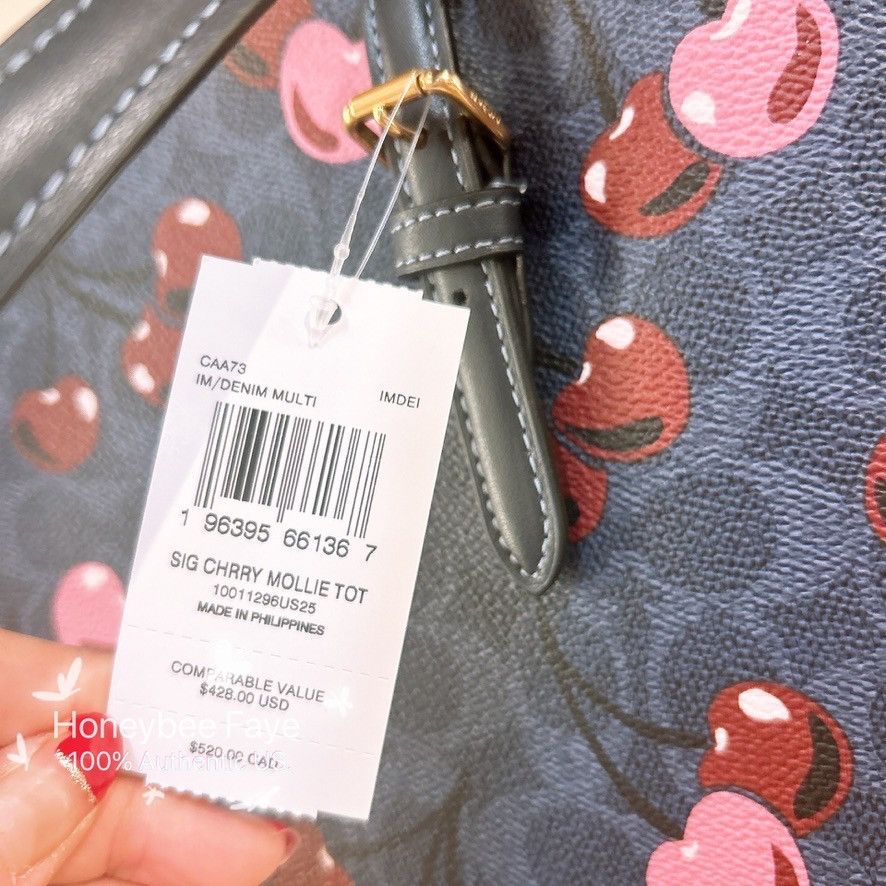 Coach Mollie Tote In Signature Canvas With Cherry Print CAA73 Size ONE SIZE - 4 Thumbnail