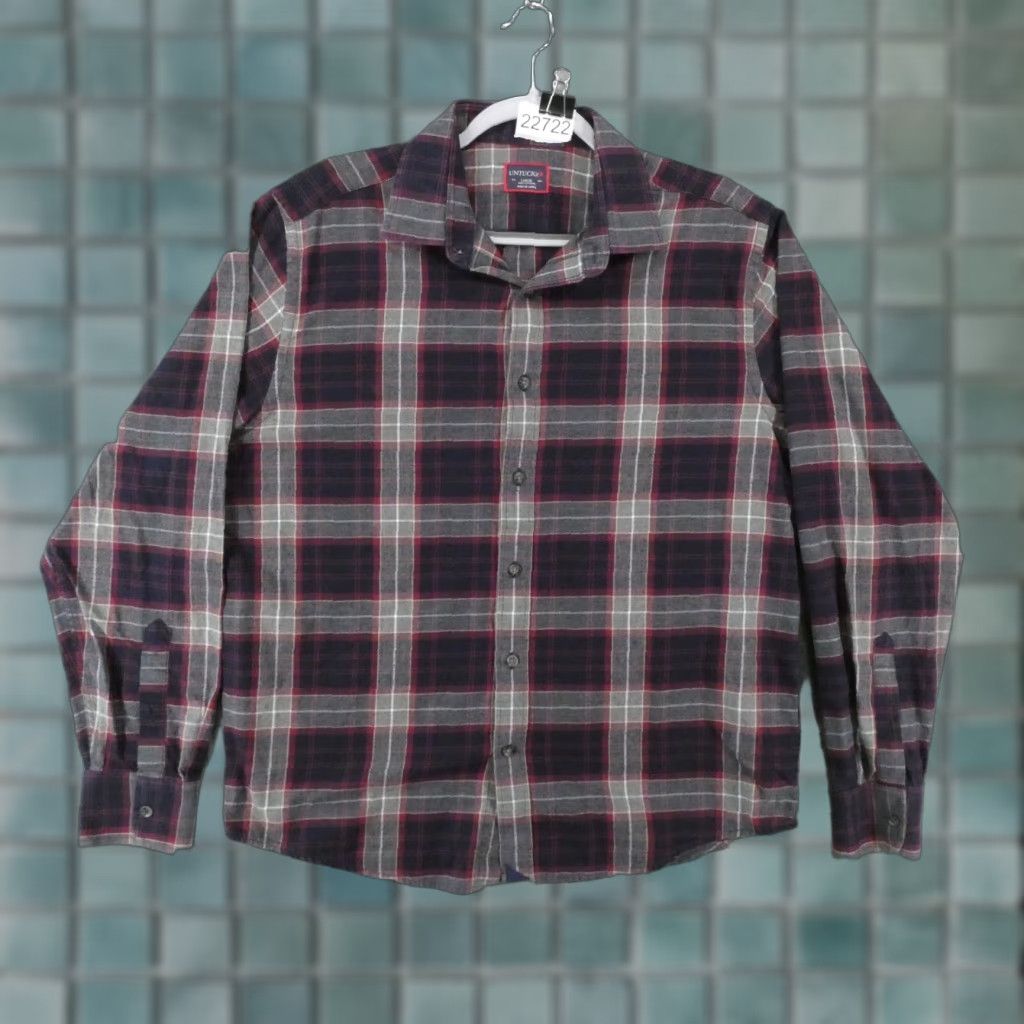 UNTUCKit UNTUCKit Shirt Mens Large Long Sleeve Button Up Navy Gray Red Plaid Size US L / EU 52-54 / 3 - 1 Thumbnail
