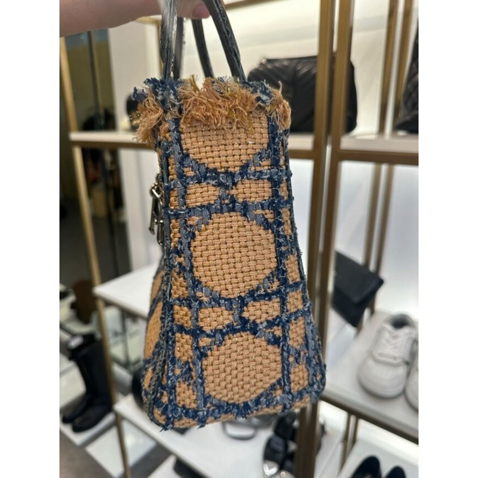 Dior Dior Lady Dior Medium Tweed Crocodile Handle Bag Size ONE SIZE - 4 Thumbnail