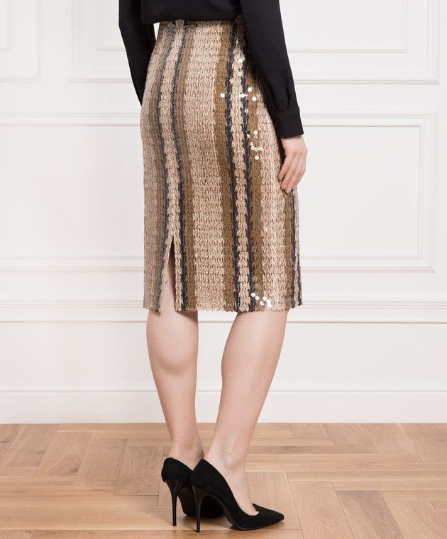 Brunello Cucinelli o1y0725 Midi Skirt in Multicolor Size 26" / US 2 / IT 38 - 4 Thumbnail