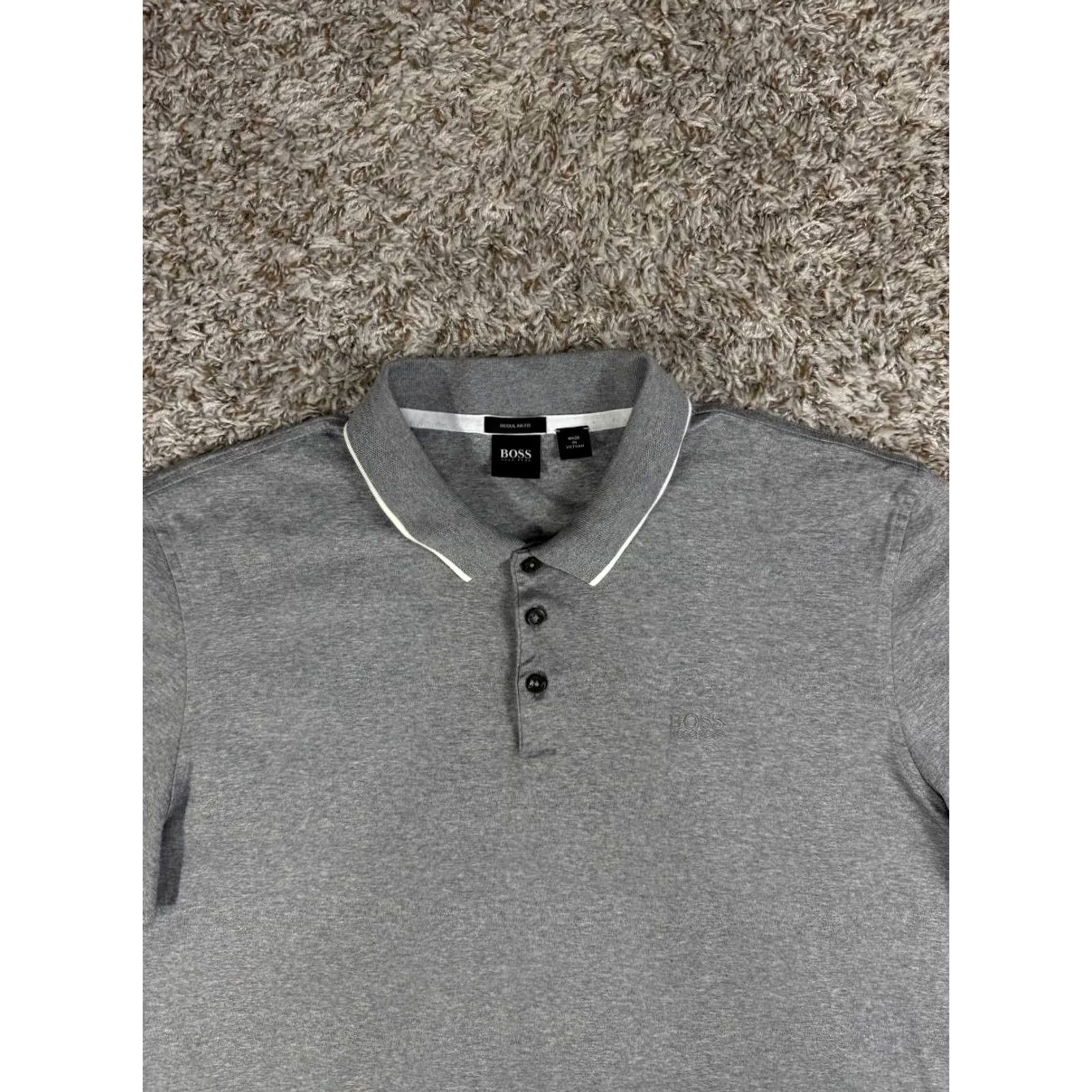 Hugo Boss Hugo Boss Regular Fit Polo Shirt Gray XL Men's Piket 15 Size Size US XL / EU 56 / 4 - 2 Thumbnail