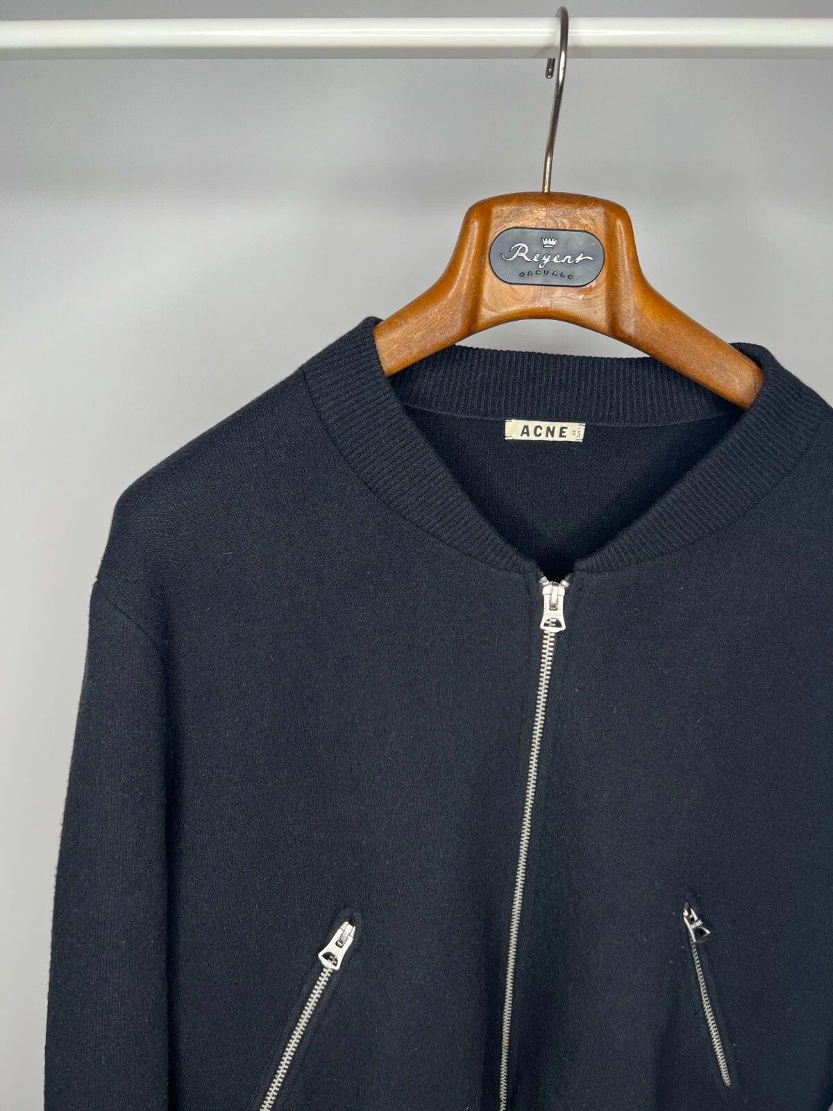 Acne Studios Acne Studios Olympia Black Merino Wool Agnora Bomber Jacket Size S / US 4 / IT 40 - 2 Thumbnail