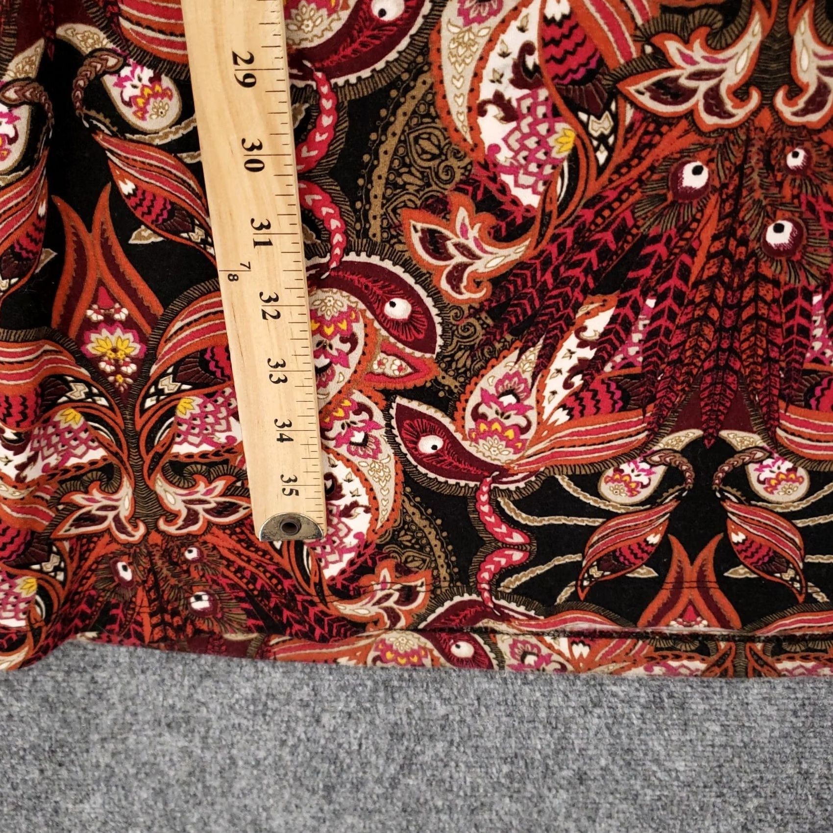 Vintage Cato Skirt Womens 14/16W Plus Red Maxi A Line Floral Stretch Pull On Boho Hippie Size 36" / US 14 / IT 50 - 4 Thumbnail