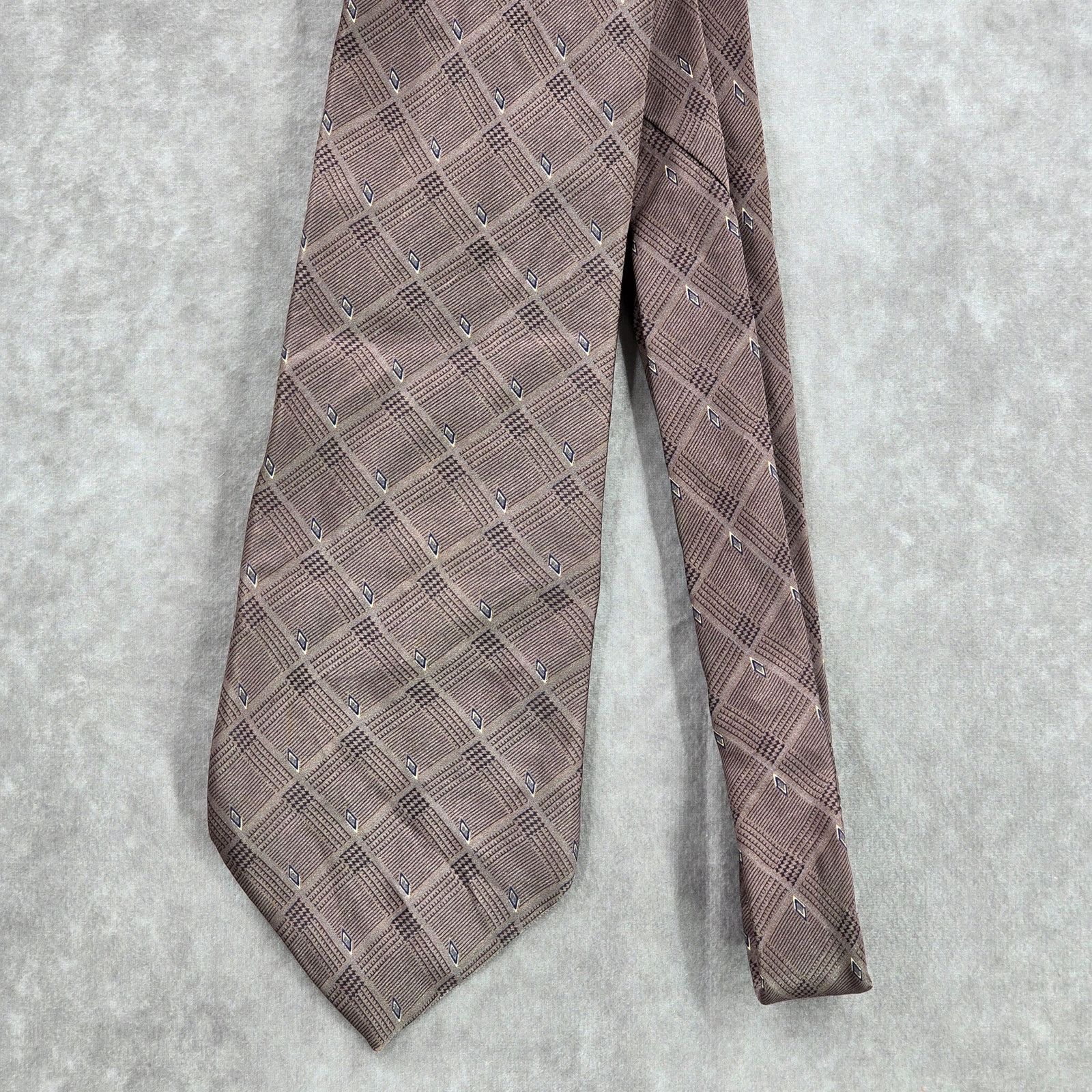 Nautica Nautica Brown Purple Blue Plaid Diamond 100% Silk Neck Tie Size 30 - 2 Thumbnail