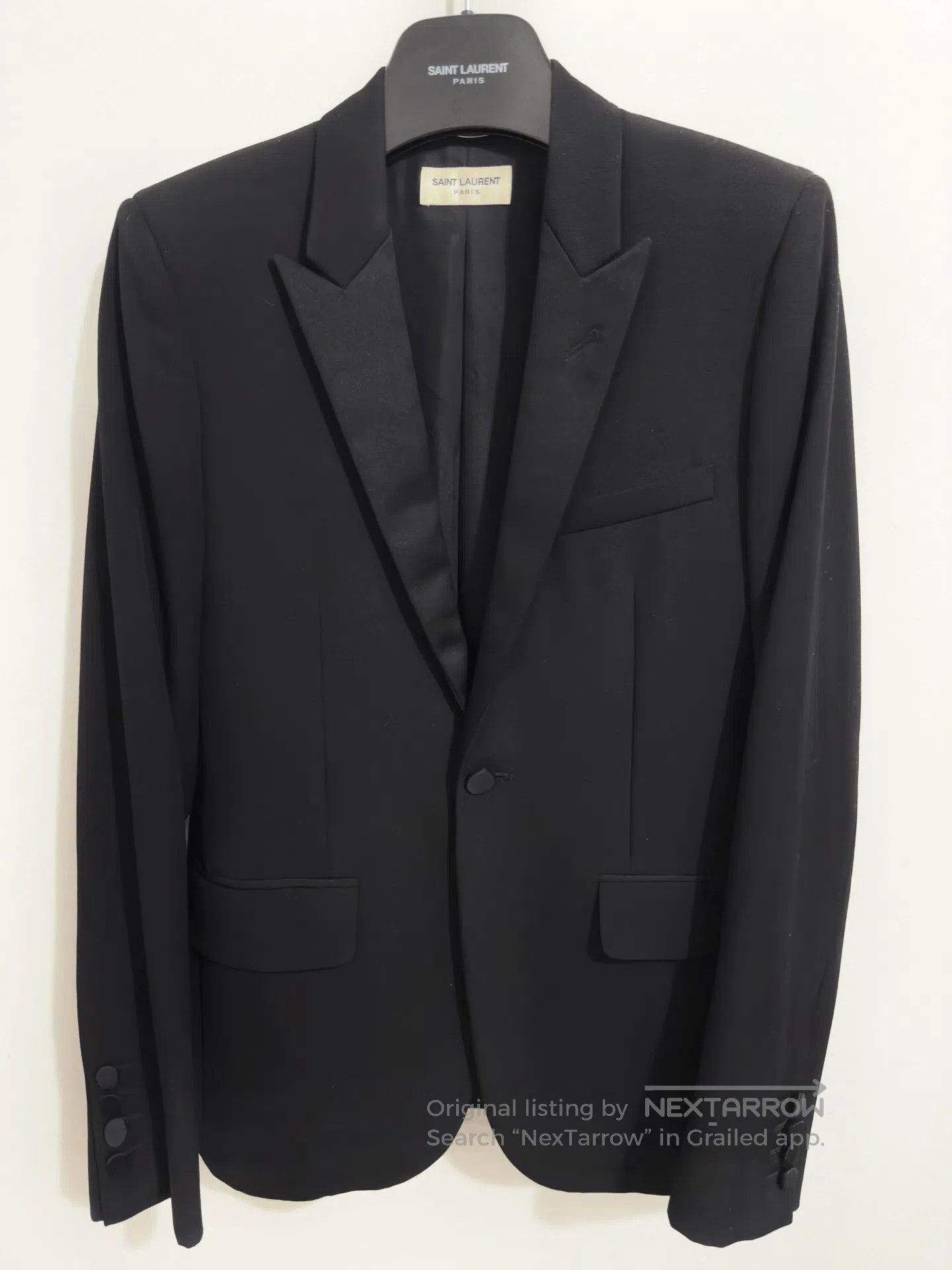 Saint Laurent Paris Saint Laurent Black Satin Tuxedo Jacket. Size US S / EU 44-46 / 1 - 1 Thumbnail