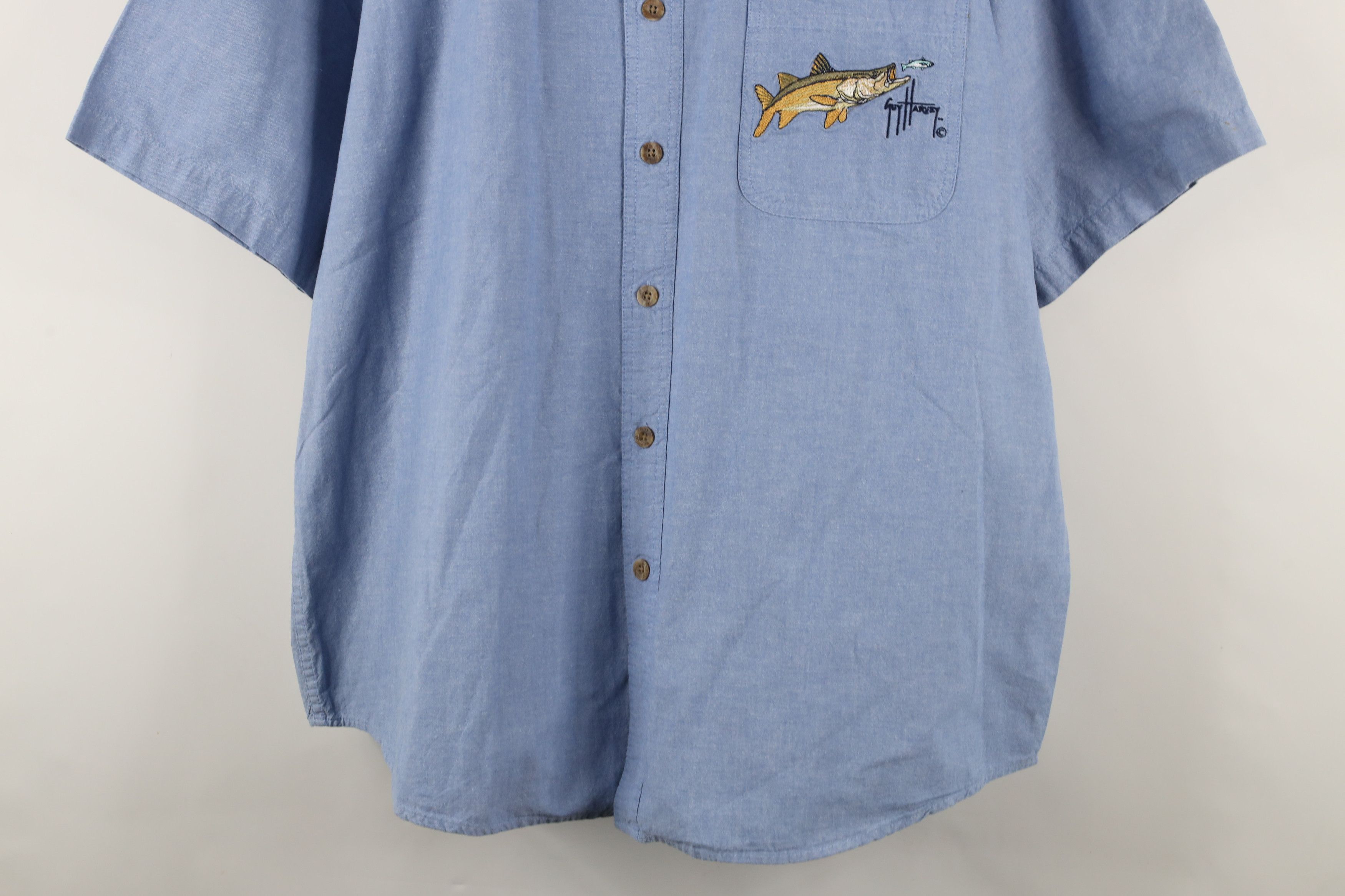 Guy Harvey × Vintage Vintage 90s Guy Harvey Short Sleeve Button Down Shirt Blue Size US XL / EU 56 / 4 - 3 Thumbnail
