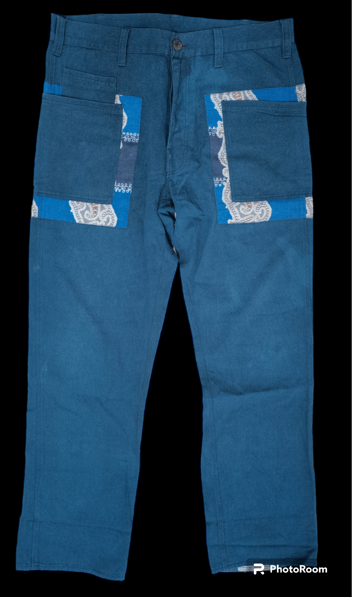 image of Amina Rubinacci Patchwork Pant in Dark Blue, Women's (Size 33)