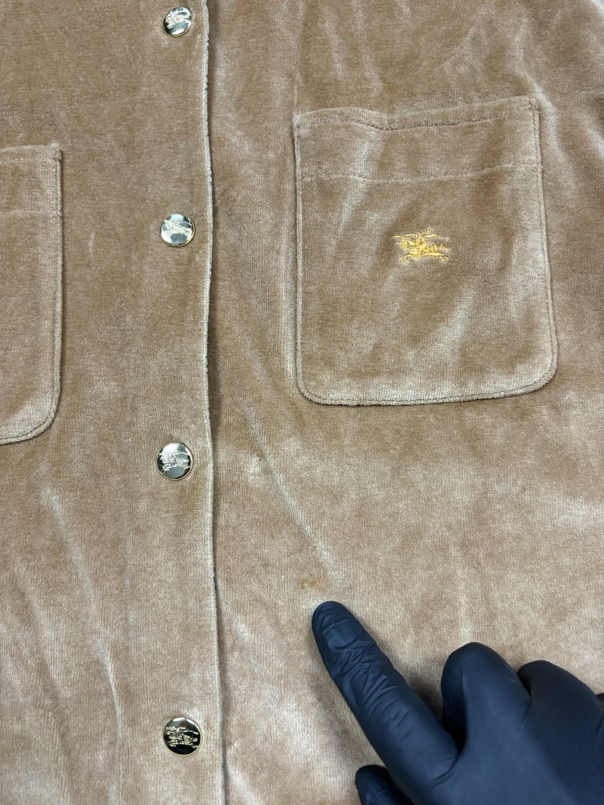 Burberry Vintage 90s Burberrys Spain Velour Quilted Overshirt Jacket Size L / US 10 / IT 46 - 19 Thumbnail