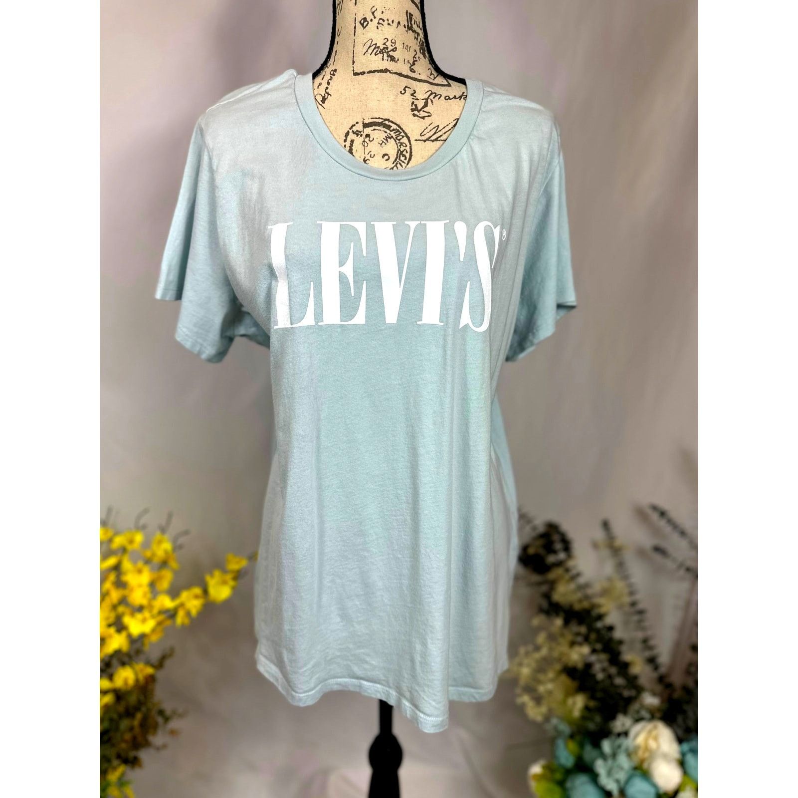 Levi's Levis 90's Serif Logo Graphic Tee Shirt Baby Blue Size 2X Size XXL / US 16-18 / IT 52-54 - 9 Thumbnail