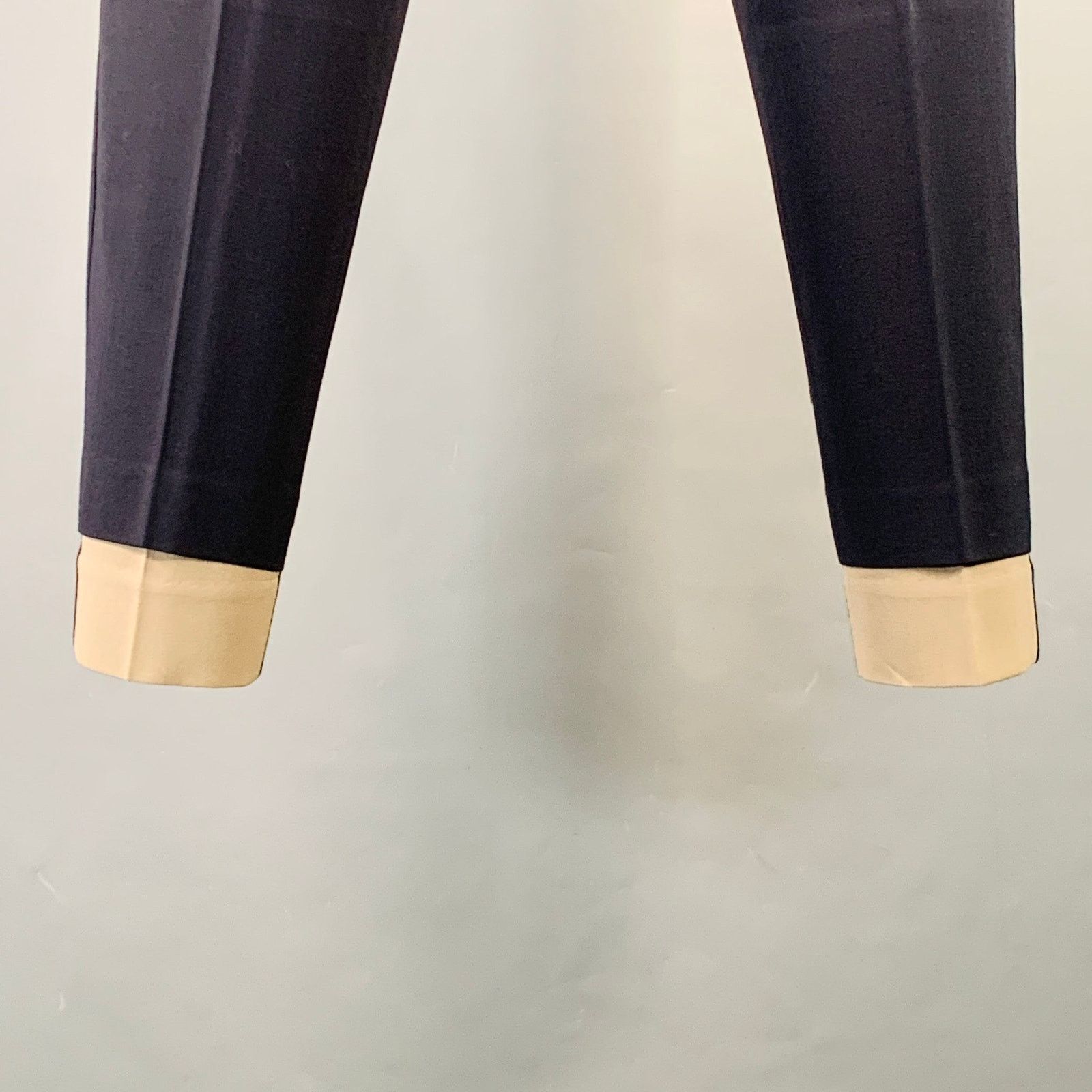 3.1 Phillip Lim 3.1 PHILLIP LIM Navy Twill Viscose Contrast Trim Dress Pants Size 34R - 2 Thumbnail
