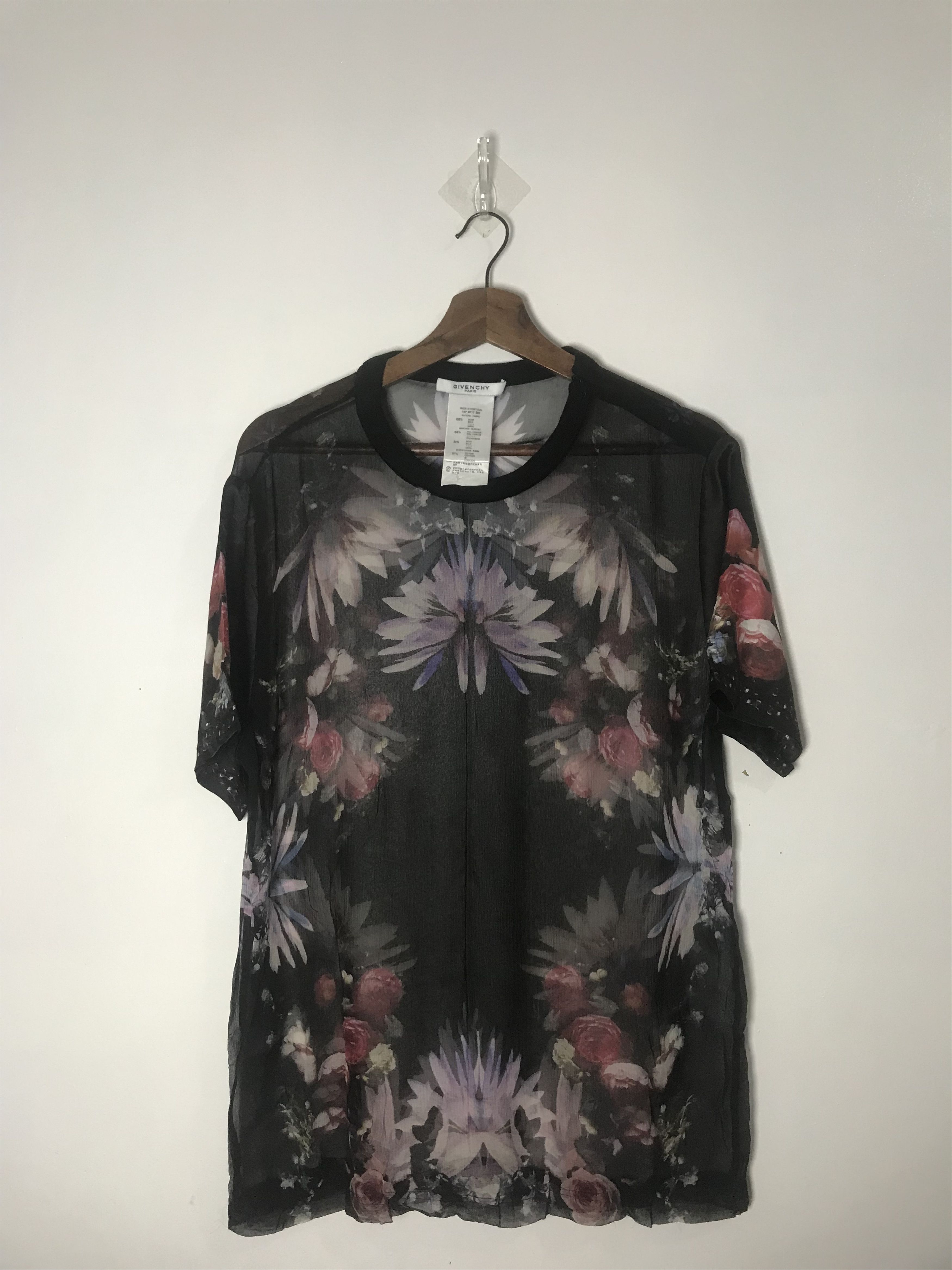Givenchy Givenchy Black Floral Printed Silk Chiffon Size M / US 6-8 / IT 42-44 - 1 Thumbnail