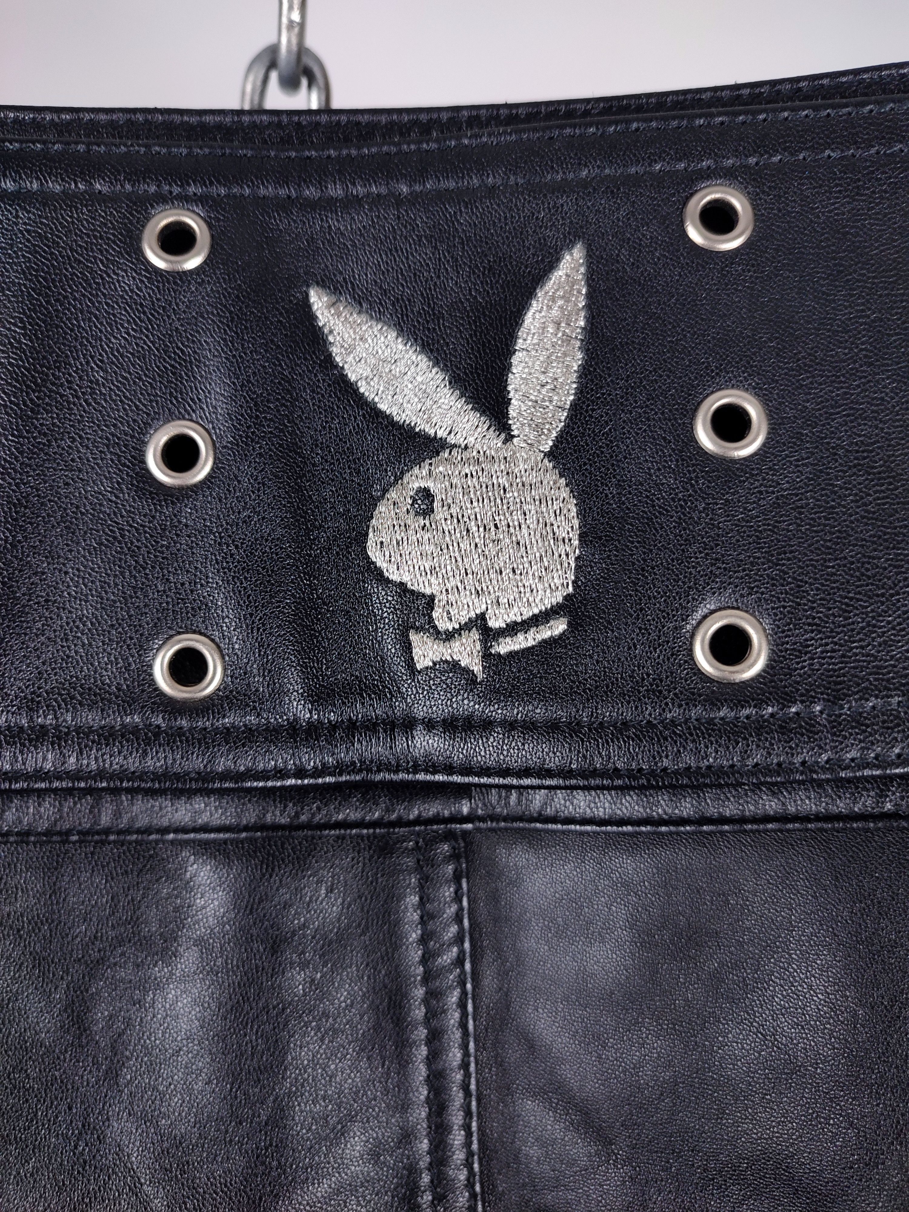 Playboy VTG Playboy logo Leather Belted Mini Skirt Size 32" / US 10 / IT 46 - 8 Thumbnail