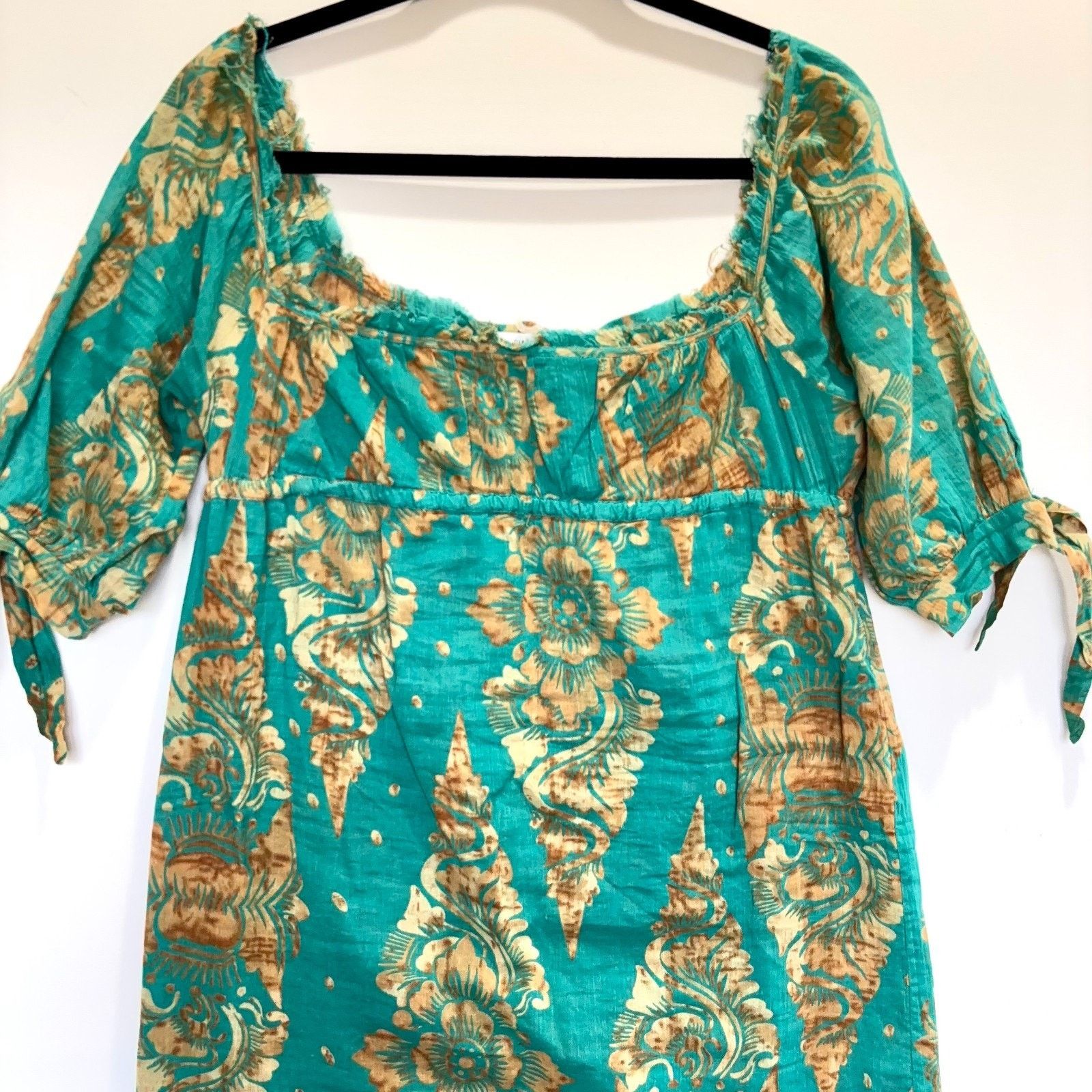 Diane von Furstenberg Diane von Furstenberg Green Gold Print Dress Womens 4 Boho Size S / US 4 / IT 40 - 5 Thumbnail