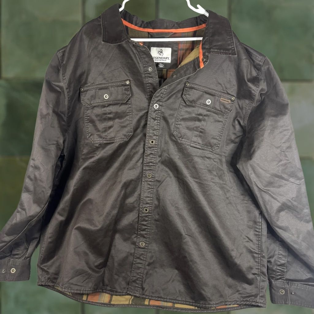 Vintage Legendary Whitetails Journeyman Shirt Jacket 3XL Waxed Canvas Shacket Mens Brown Cotton Blend Windbreaker Collection 6723 Size US XXL / EU 58 / 5 - 1 Thumbnail