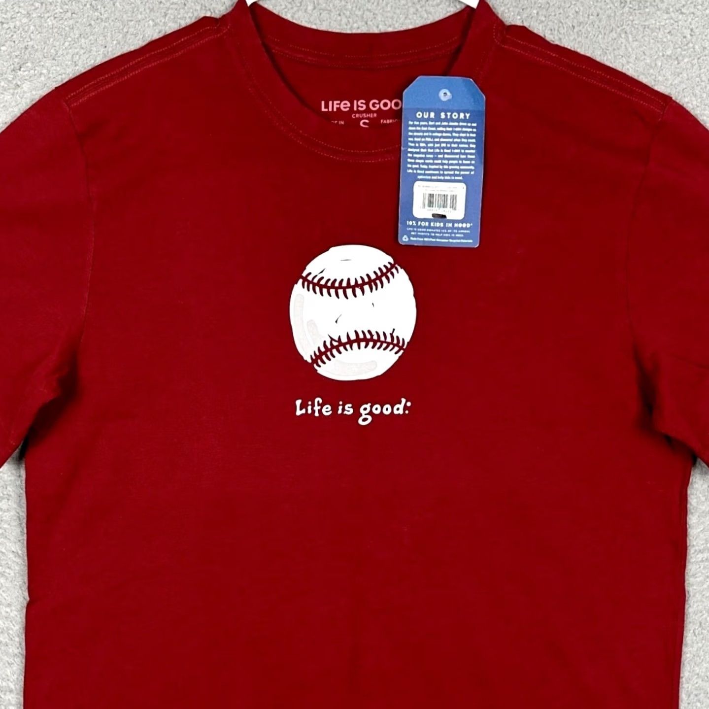 Life is Good Life is Good Red Crusher Tee T-Shirt Baseball Graphic Crew Neck Mens Small Size US S / EU 44-46 / 1 - 2 Thumbnail