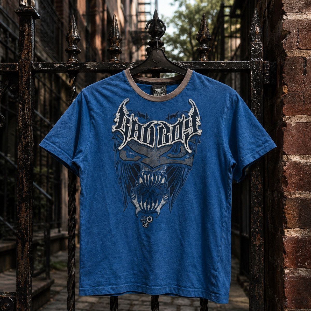 If Six Was Nine Vintage Y2K Bad Boy MMA Horde Demon Graphic Ringer Tee Blue Size US M / EU 48-50 / 2 - 1 Thumbnail