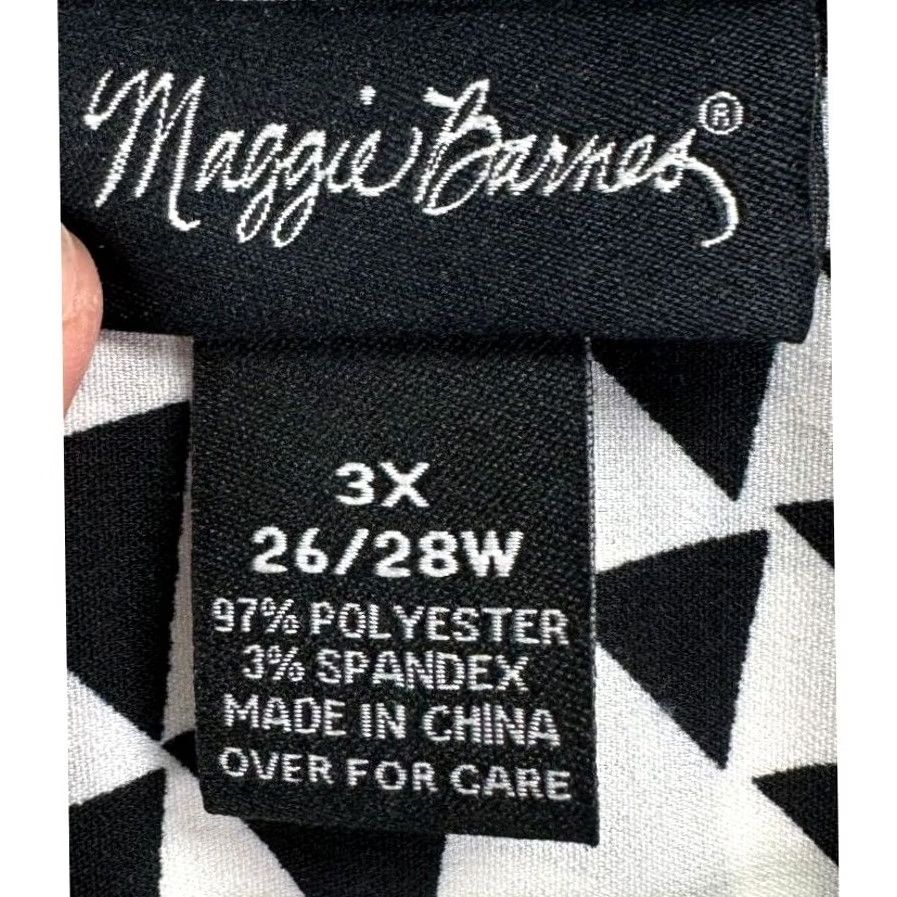 Vintage Maggie Barnes Blouse Shirt Womens 3X 26-28W Plus White Geometric Top Collared Shirt Women 3X Geometric White Collared Blouse Size XXL / US 16-18 / IT 52-54 - 4 Thumbnail