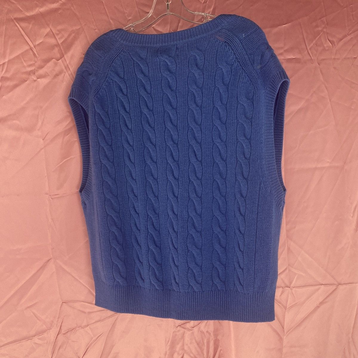 Polo Ralph Lauren NWT cable knit bright blue boxy vest sweater Size XL / US 12-14 / IT 48-50 - 7 Thumbnail