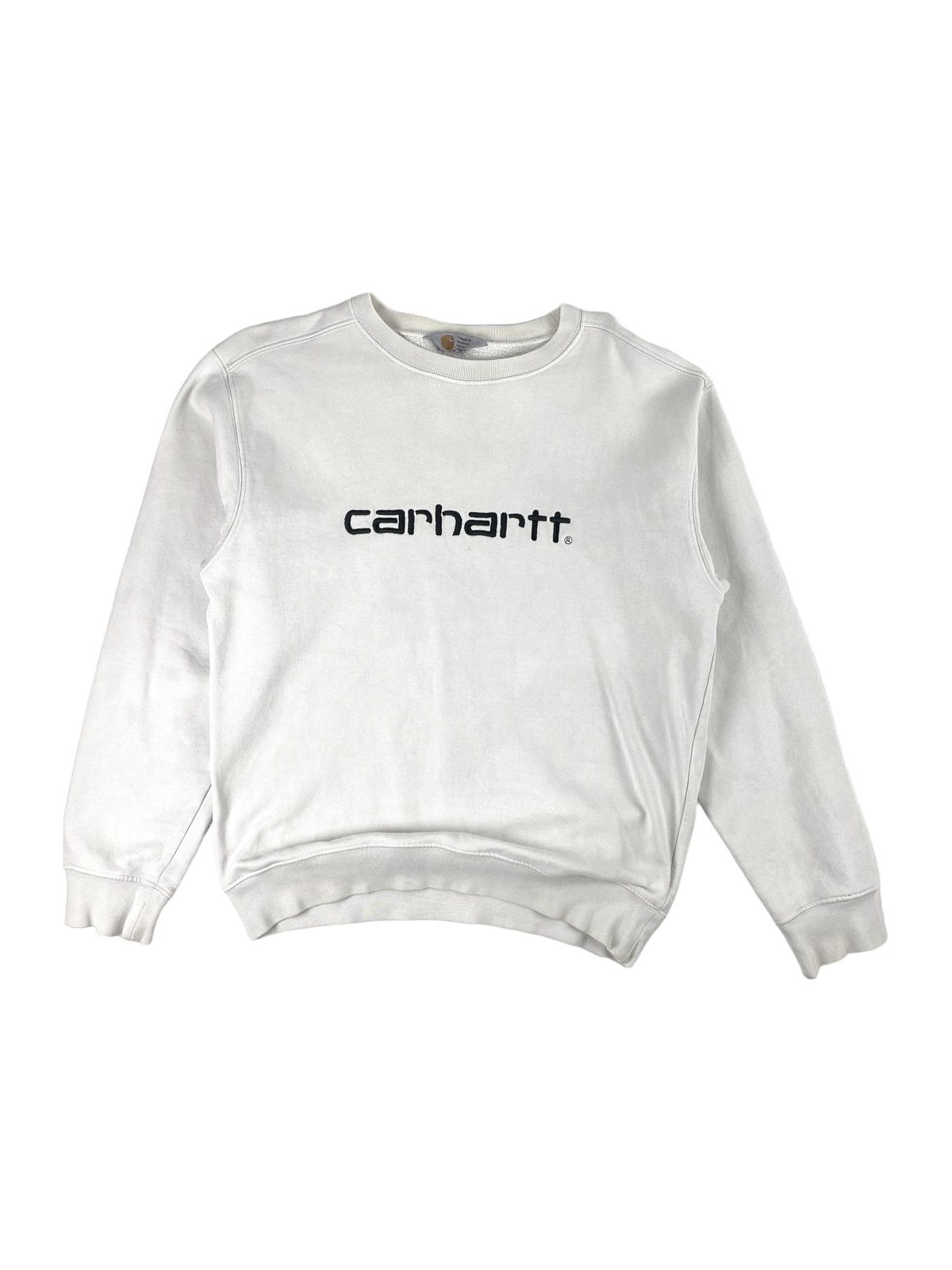 Pre-owned Carhartt X Made In Usa Carhartt Classic Logo Crewneck Sweatshirt Size L In White