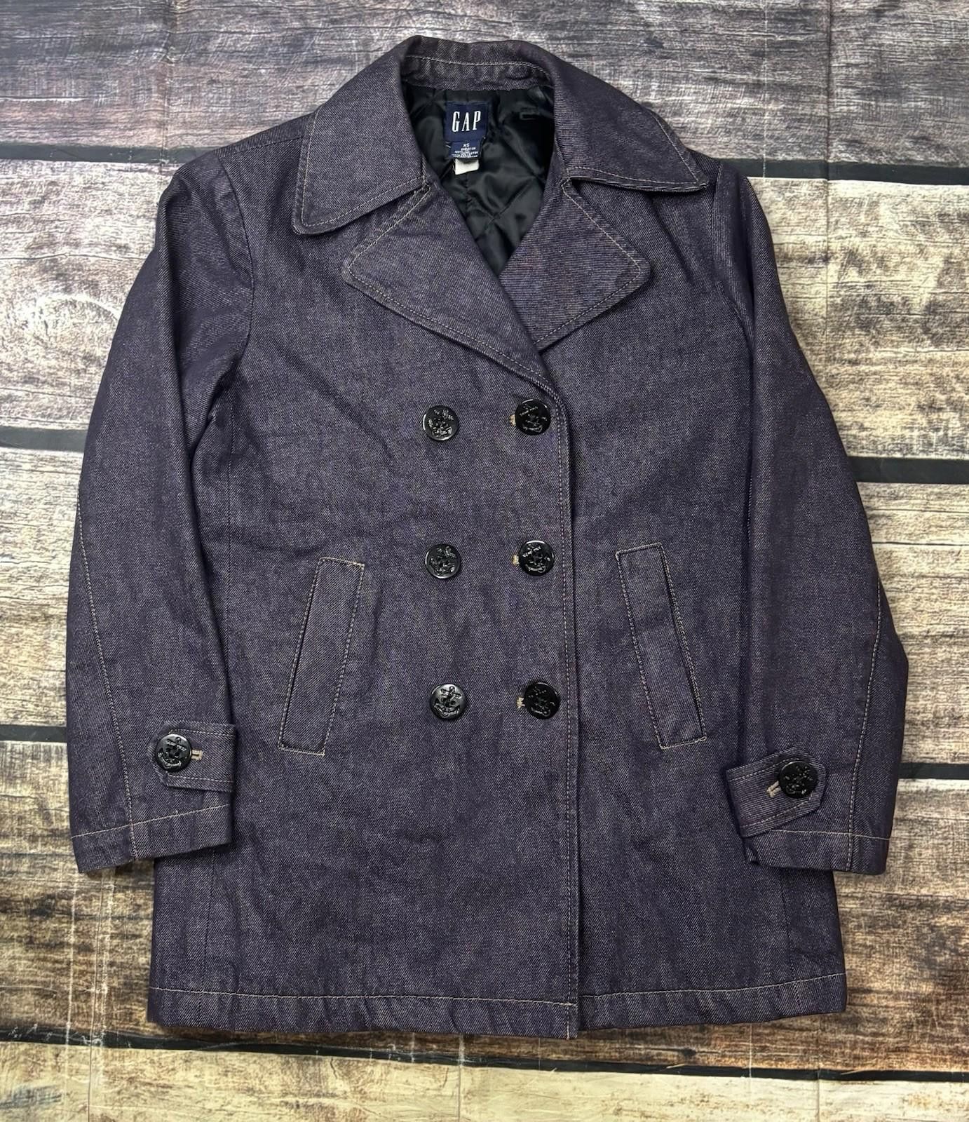 Gap VTG Gap Pea Coat Jacket Women's XS Denim Cotton Purple Size XS / US 0-2 / IT 36-38 - 1 Thumbnail