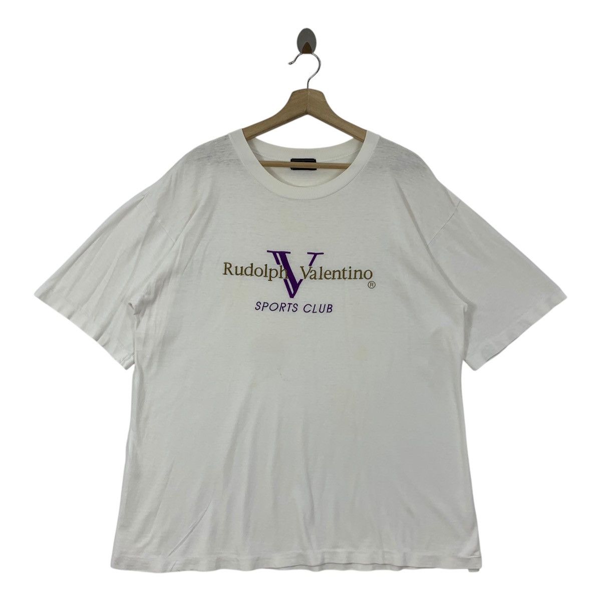 Valentino × Vintage Vintage RUDOLPH VALENTINO embroidery white tee Size US L / EU 52-54 / 3 - 1 Thumbnail