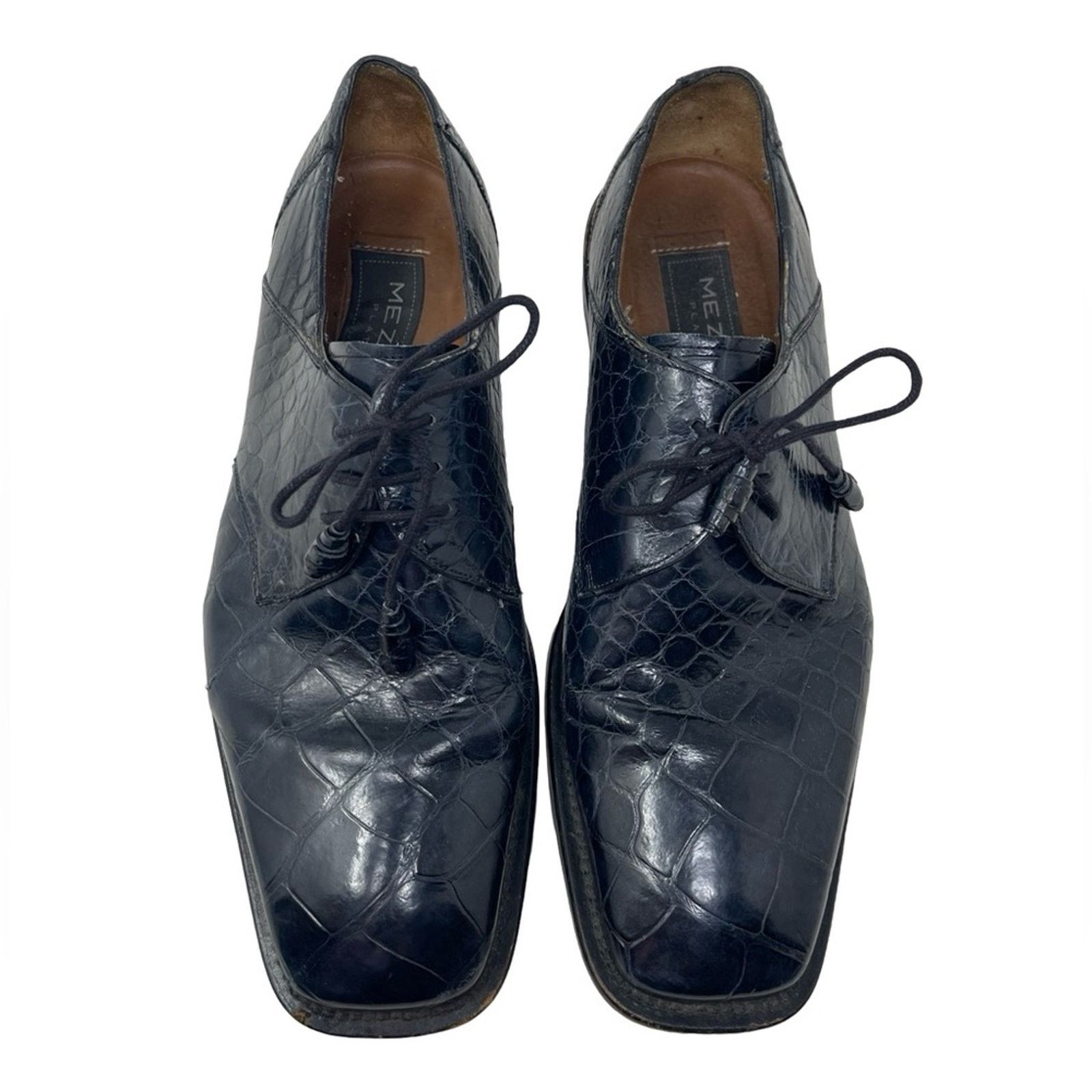 Mezlan Romagna Navy Blue Crocodile Croc Oxford dress shoes 9