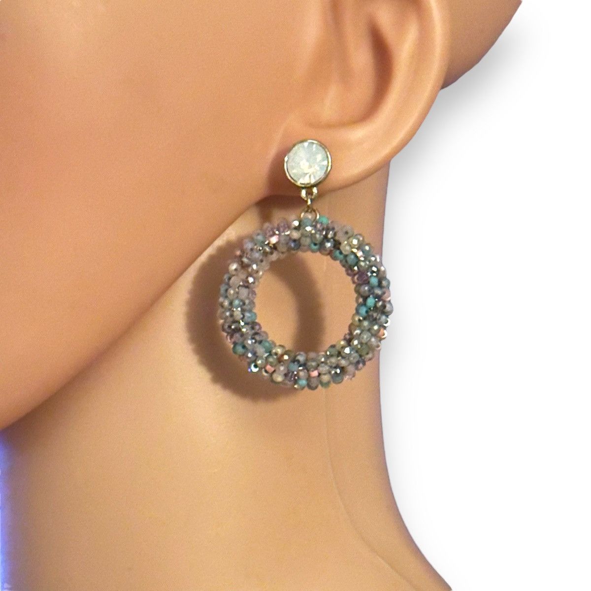 Other Seed bead wrapped dangle circle hoop earrings Size ONE SIZE - 2 Thumbnail