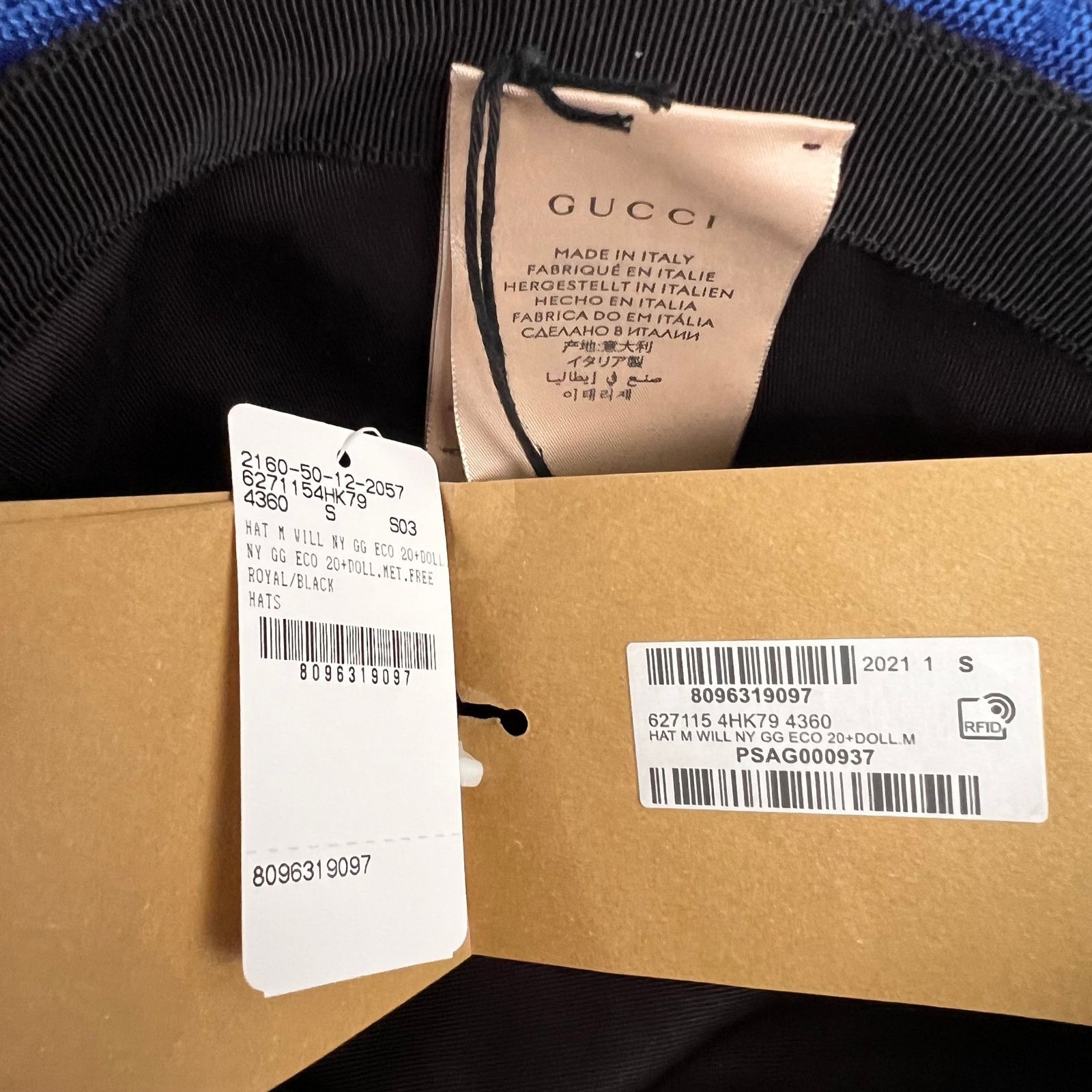 Gucci Gucci Econyl Blue Black Nylon Monogram Bucket Hat, S57cm Size ONE SIZE - 7 Thumbnail