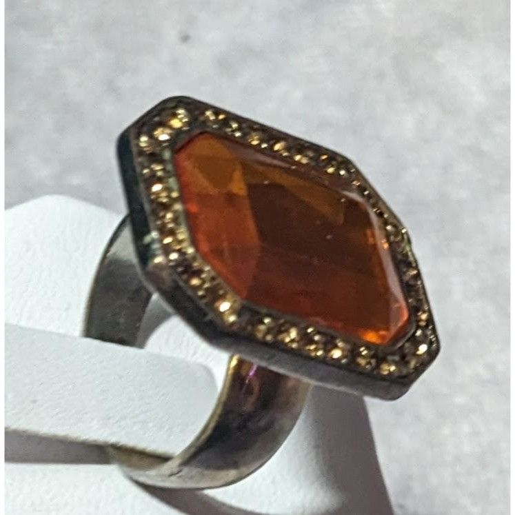 Other Vintage Topaz Glass Rhinestone Gemmed Statement Ring Size 6 Size ONE SIZE - 7 Thumbnail