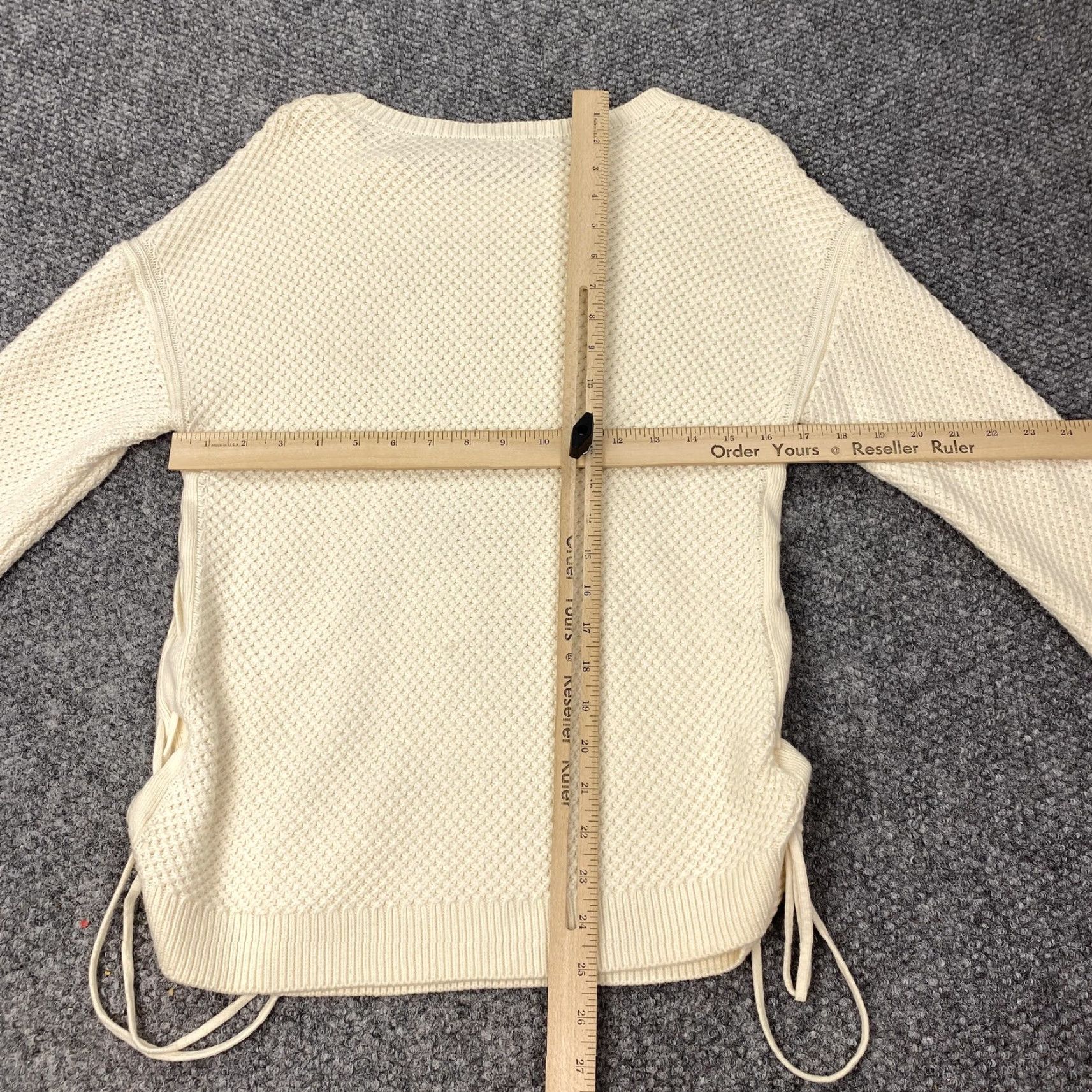 Talbots TALBOTS Sweater Womens Medium Ivory Crewneck Lace-Up Knit Pullover Size M / US 6-8 / IT 42-44 - 7 Thumbnail