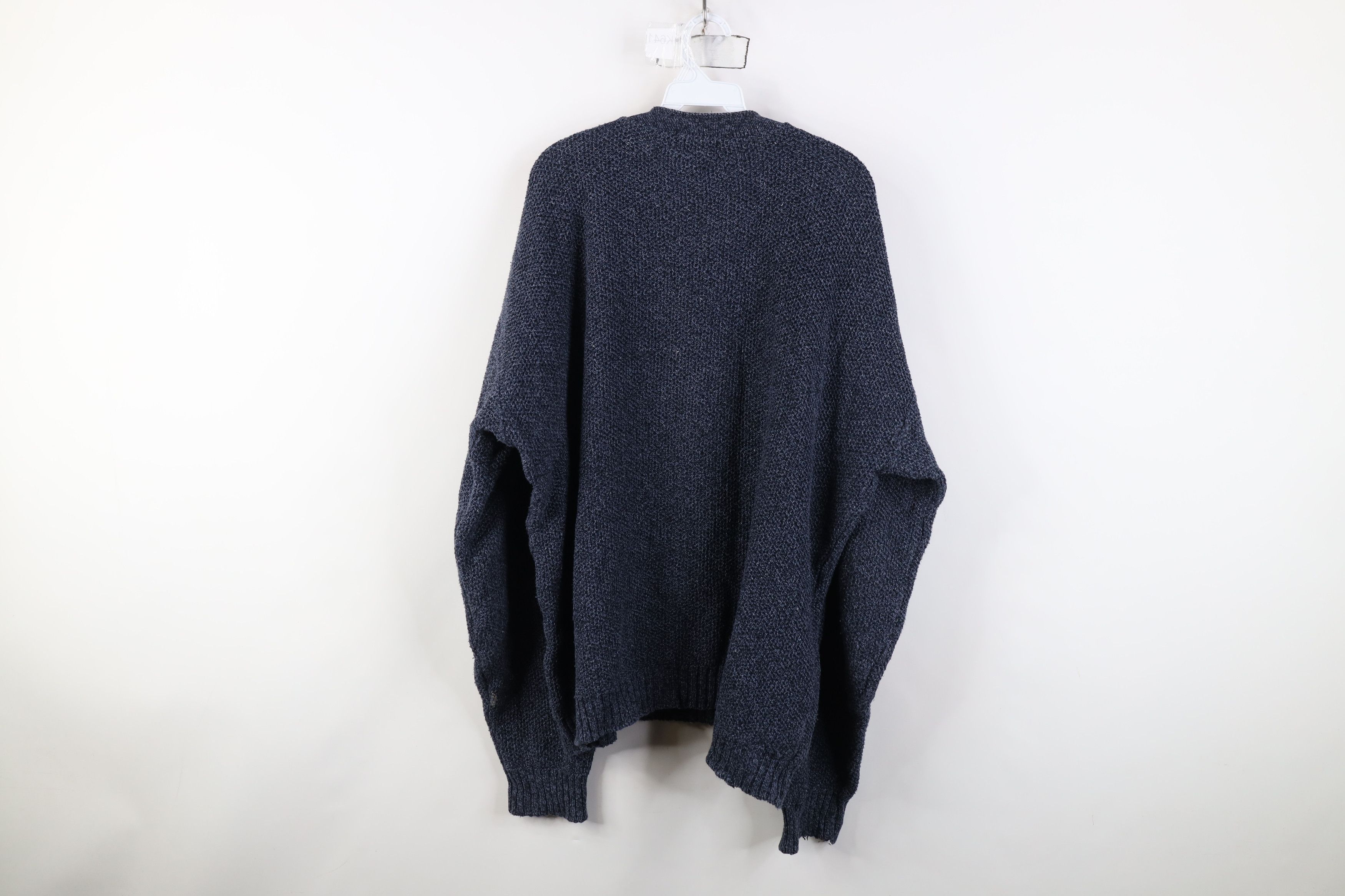 Vintage Vintage 90s Streetwear Knit Marled Henley Sweater Blue USA Size US XXL / EU 58 / 5 - 9 Thumbnail