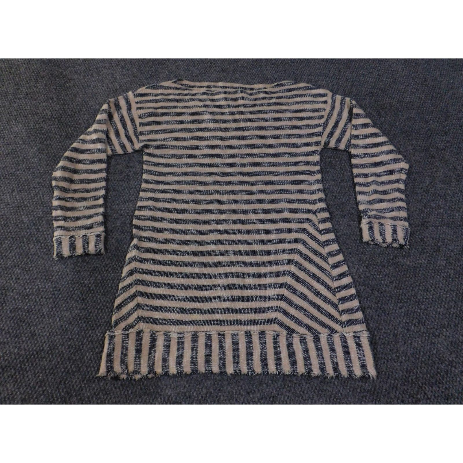 Soft Surroundings Soft Surroundings Sweater Tunic Womens Medium Blue Beige Striped Cotton Boho Size M / US 6-8 / IT 42-44 - 2 Thumbnail