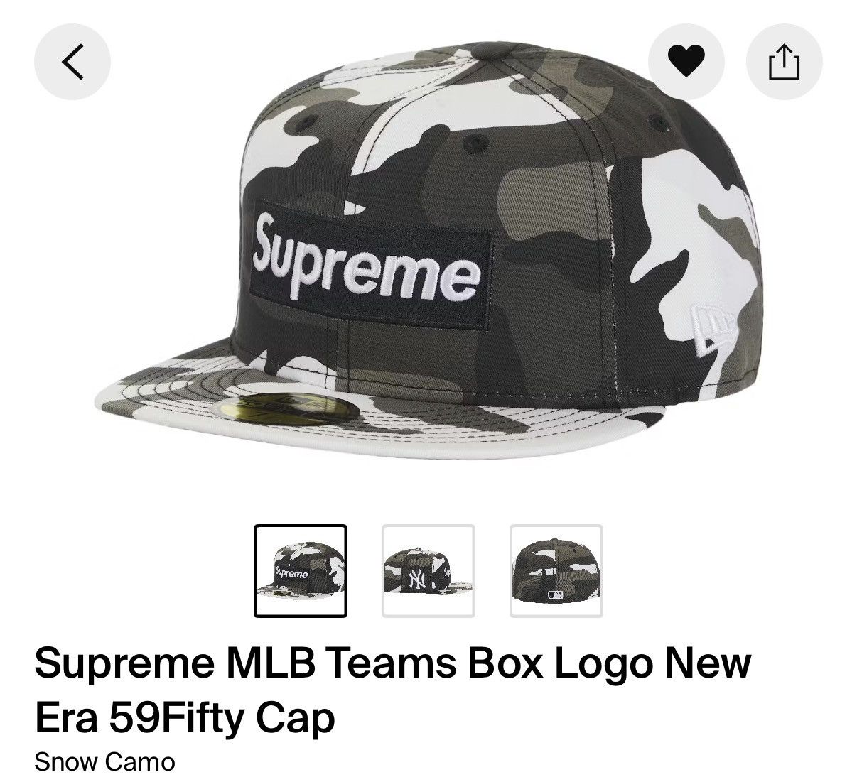 Supreme Supreme Box Logo New Era "Snow Camo" Yankees 7 3/4 Size ONE SIZE - 1 Thumbnail