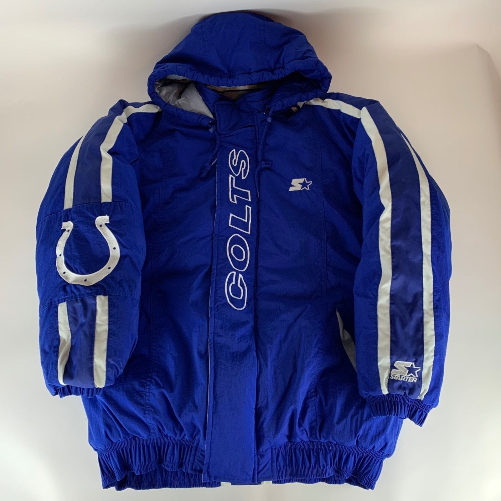 Starter Indianapolis Colts NFL Vintage Blue Starter Hooded Jacket Size US L / EU 52-54 / 3 - 1 Thumbnail