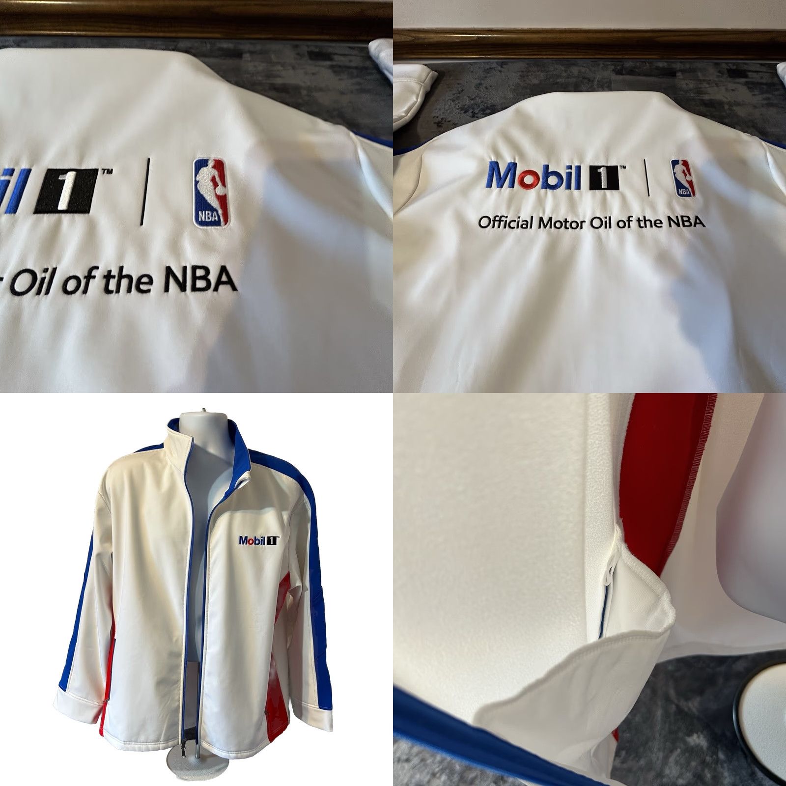 NBA VINTAGE Mobile 1 Racing Coat Jacket Men XL Full Zip Red White Blue NBA Logo Embroidered Size US XL / EU 56 / 4 - 10 Thumbnail