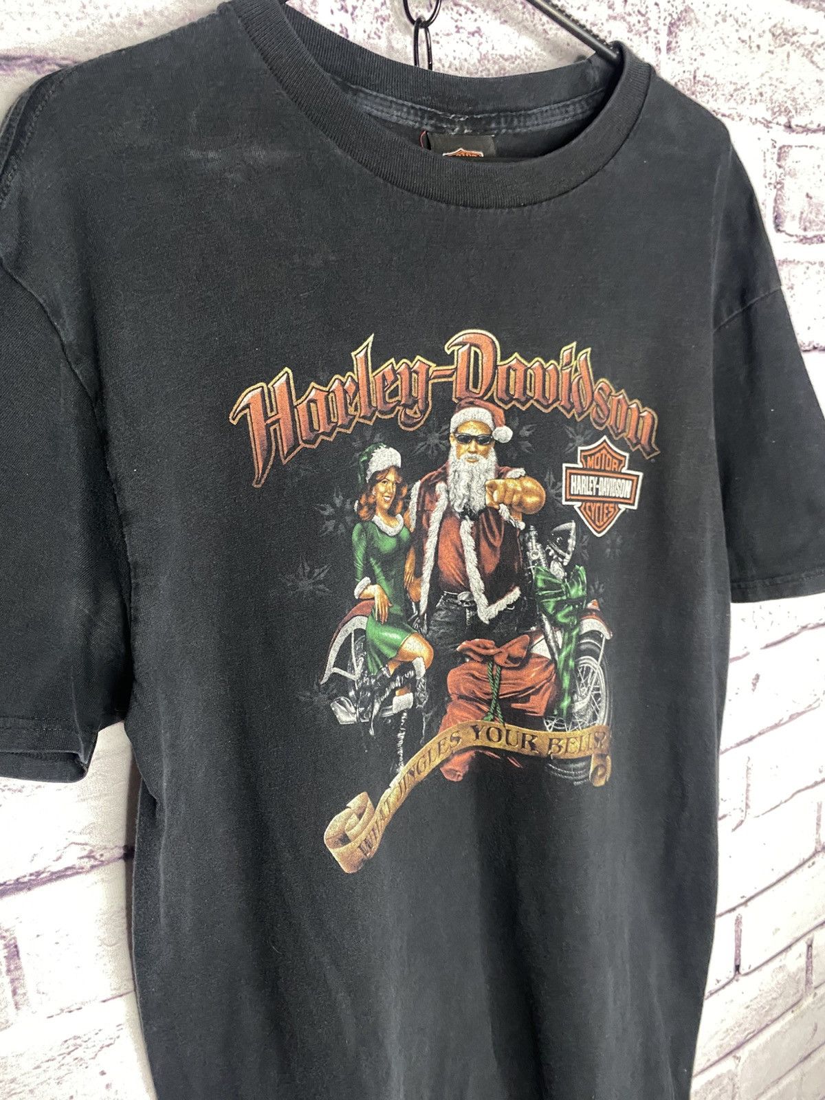 Harley Davidson Mens Harley Davidson 2008 Overprint Logo Santa Bicker Tee Size US L / EU 52-54 / 3 - 4 Thumbnail