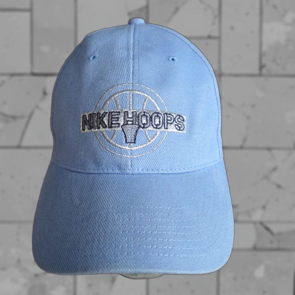 Nike VINTAGE Nike Hoops Hat Blue Nike Embroidered Copper Blue Canvas Adjustable Baseball Cap Men One Size Blue Hoops 90s? Size ONE SIZE - 1 Thumbnail