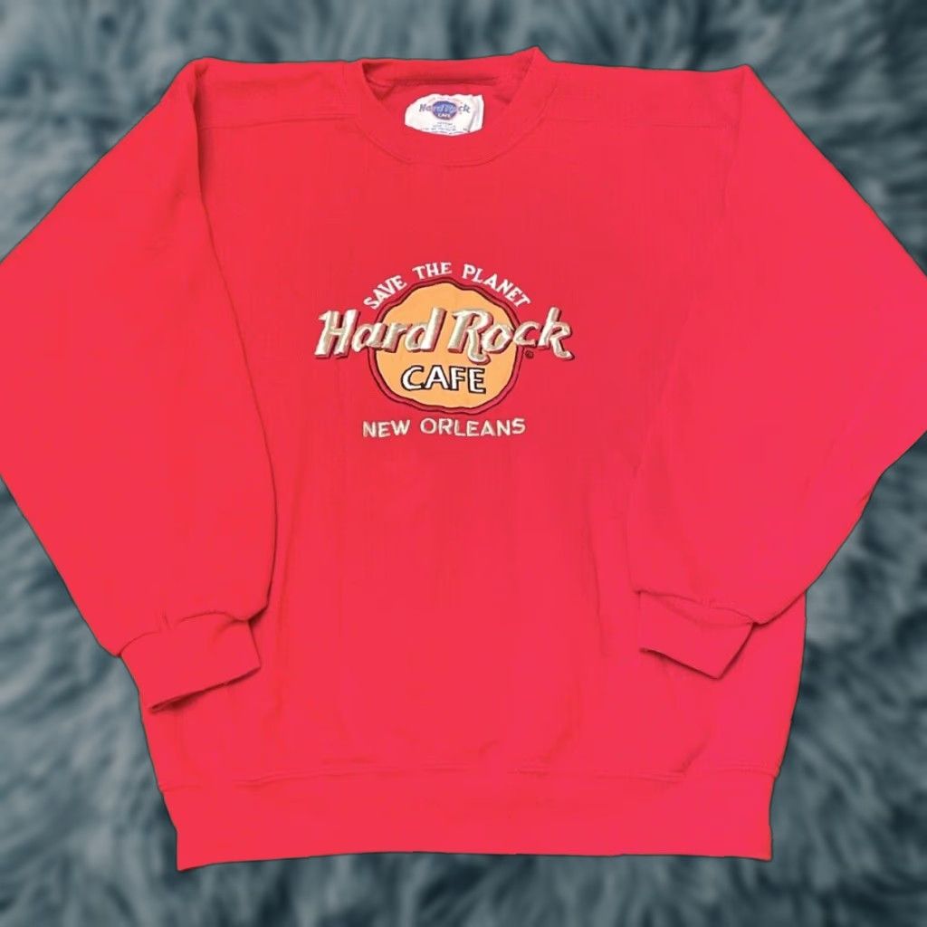 Vintage VINTAGE Hard Rock Cafe New Orleans Save The Planet Crewneck Sweater Size M Red Mens Crew Neck Sweatshirt Size US M / EU 48-50 / 2 - 1 Thumbnail