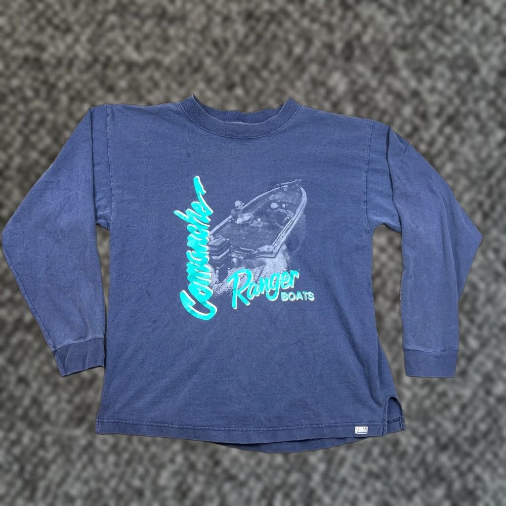 Vintage VINTAGE Ranger Boats Shirt Men M Blue Long Sleeve Crew Neck Logo Fishing Outdoor 1990s Geared for Sports Bass Fisherman Shirt Size US M / EU 48-50 / 2 - 1 Thumbnail