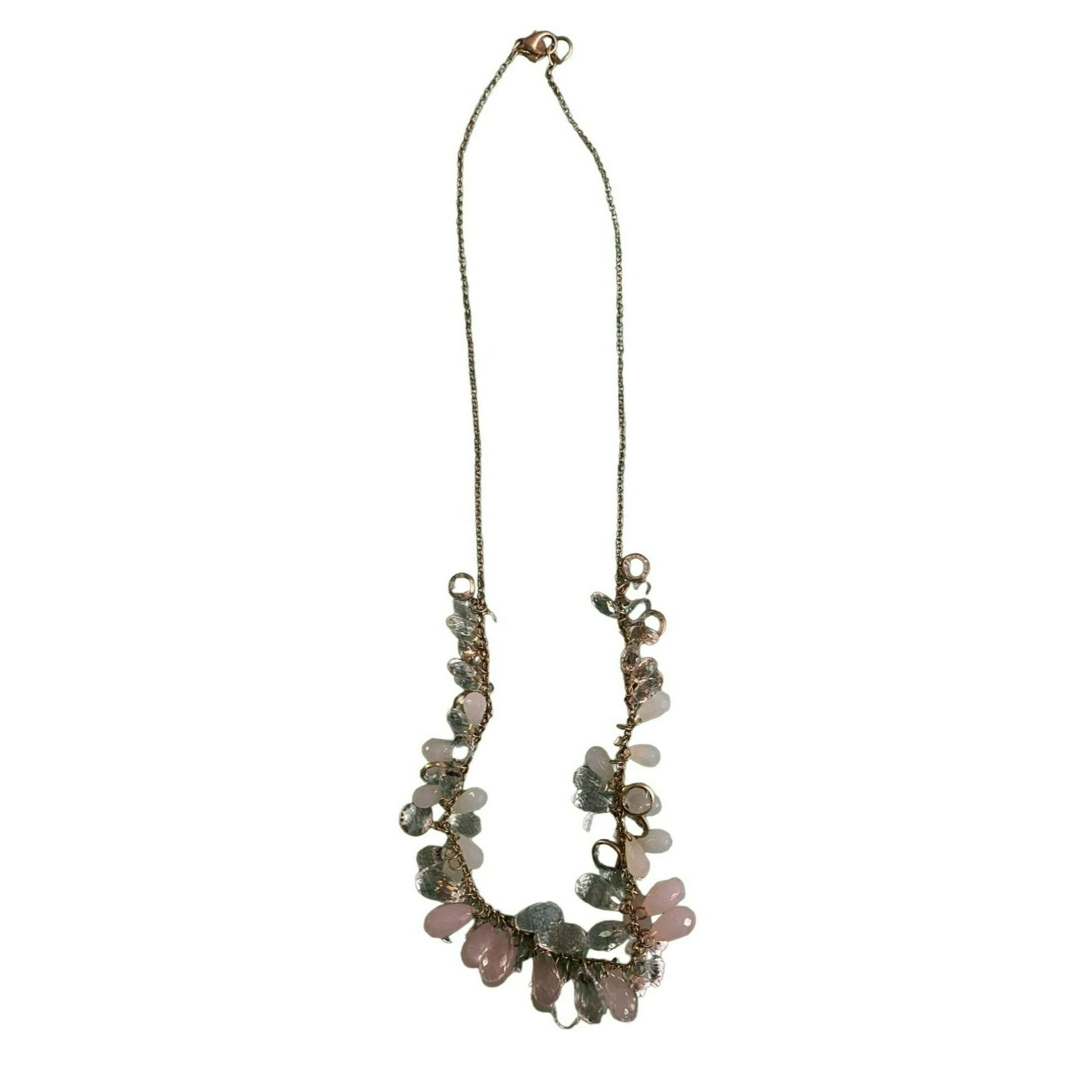 Other Pink Clear Beaded Necklace With Gold Tone Chain 28" Long Size ONE SIZE - 1 Thumbnail