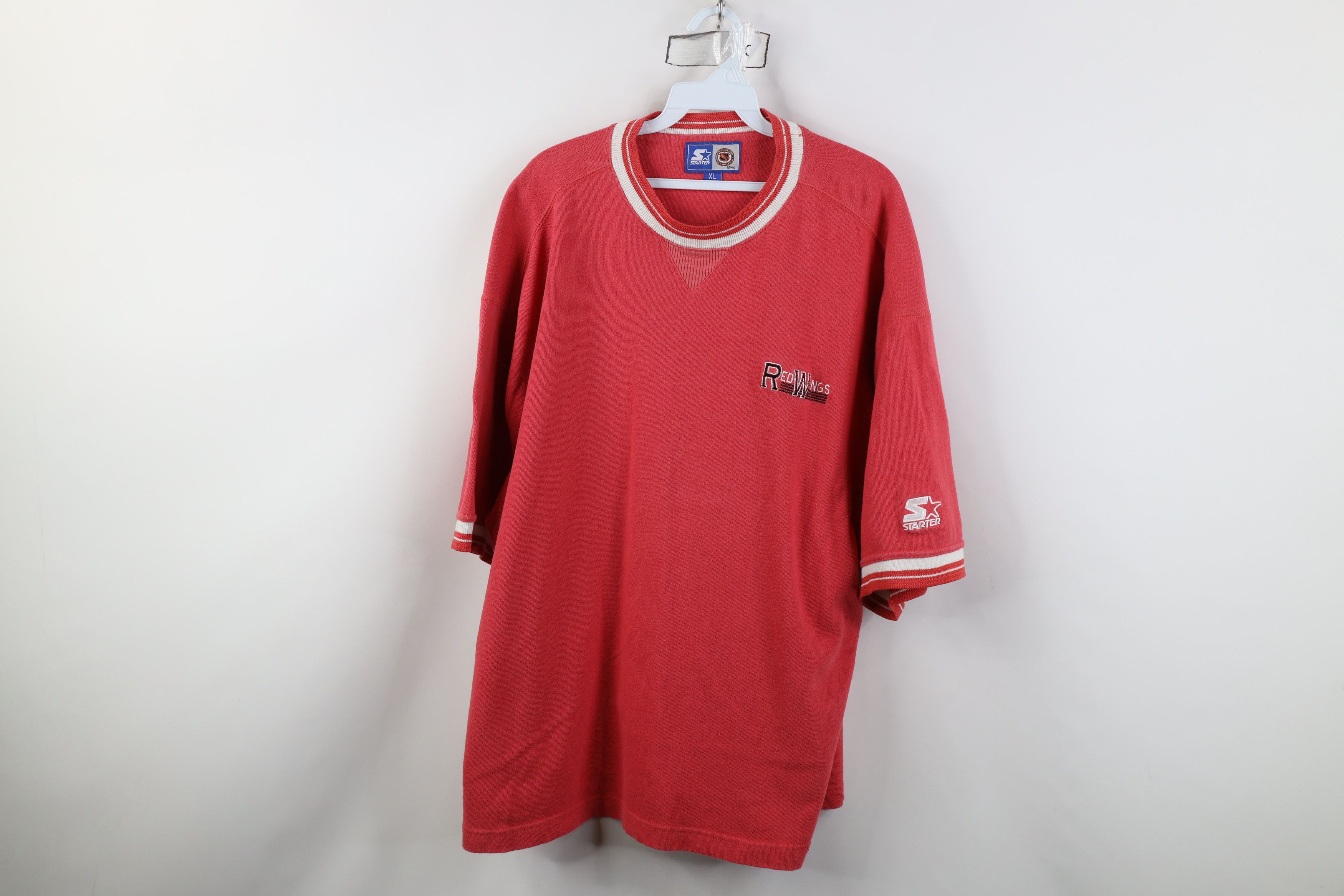 Starter Vintage 90s Starter Red Wings Ribbed Knit Ringer T-Shirt Size US XL / EU 56 / 4 - 1 Thumbnail
