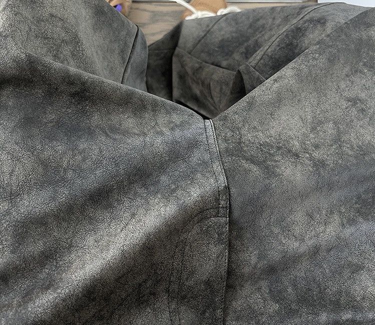 Japanese Brand × Vintage Avant garde punk cracked faux suede leather baggy pants Size US 32 / EU 48 - 6 Thumbnail