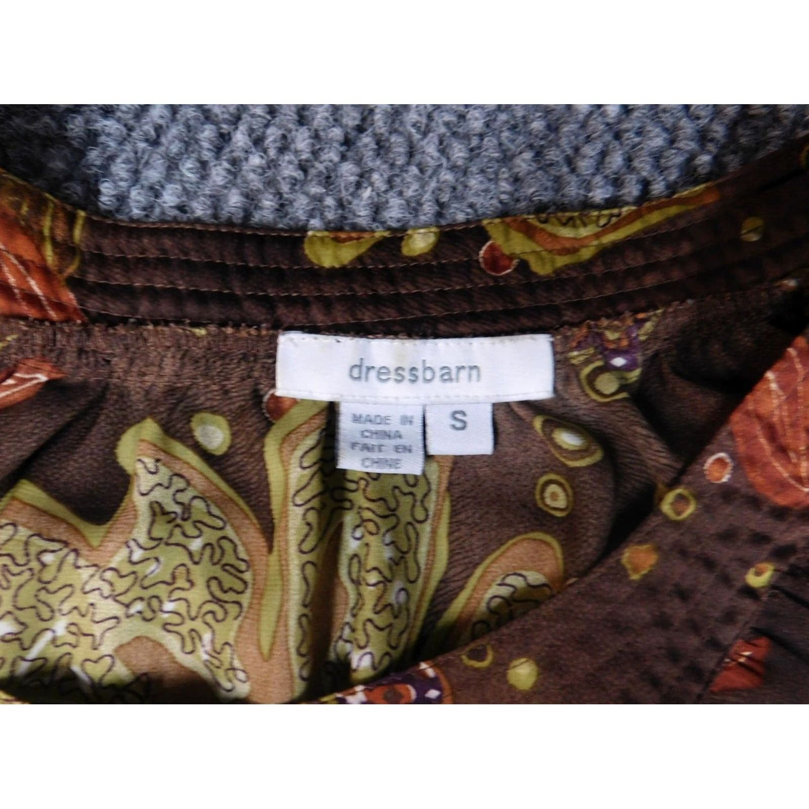 Vintage Dressbarn Womens Blouse Small Brown Floral 3/4 Sleeve Pullover Casual Ry Rayon Polyester Collared Ruffle Basic Classic Womens Regular Store Top Size S / US 4 / IT 40 - 5 Thumbnail