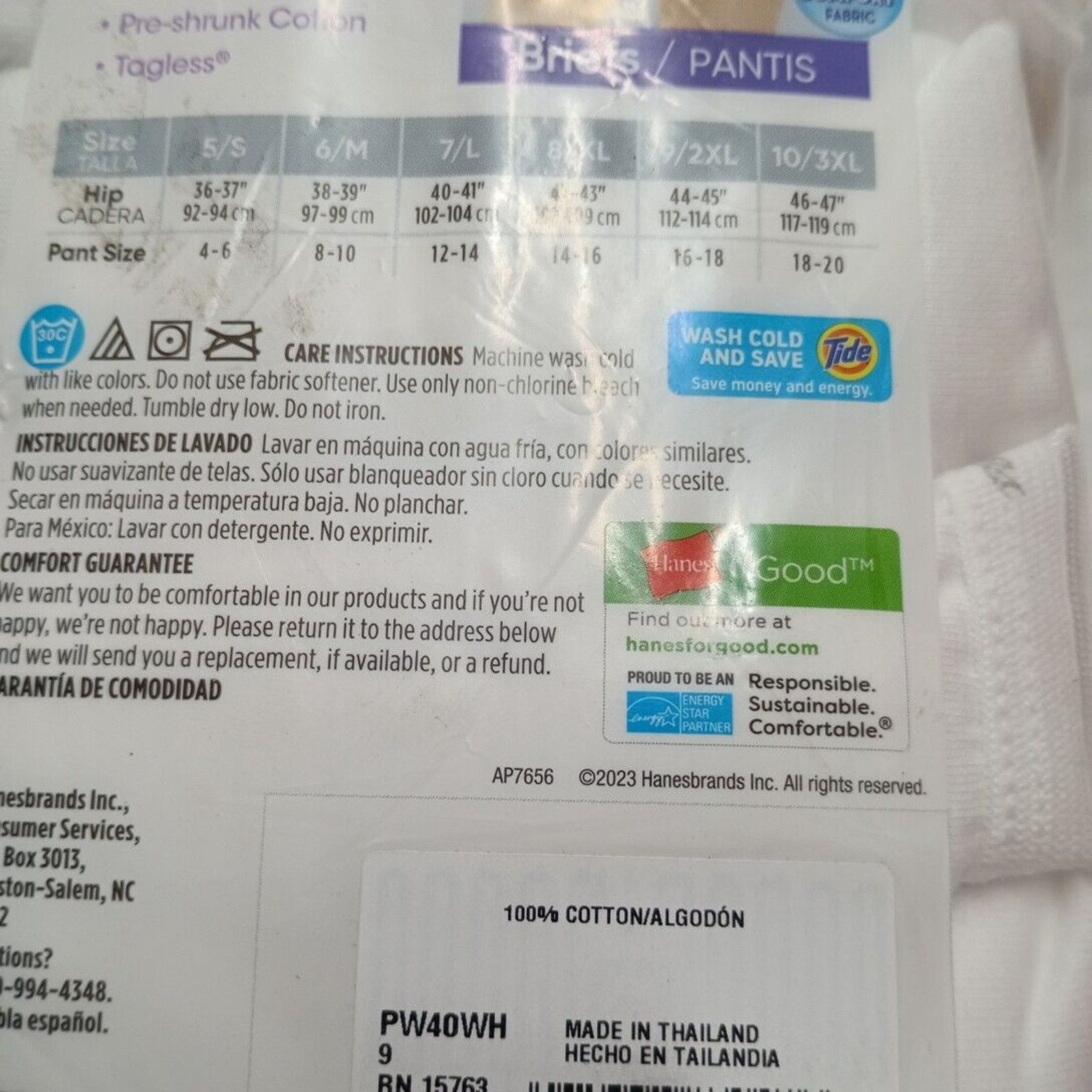 Hanes Hanes Womens 10-Pack Cotton Briefs Panties Size 9/2XL White Size ONE SIZE - 7 Thumbnail