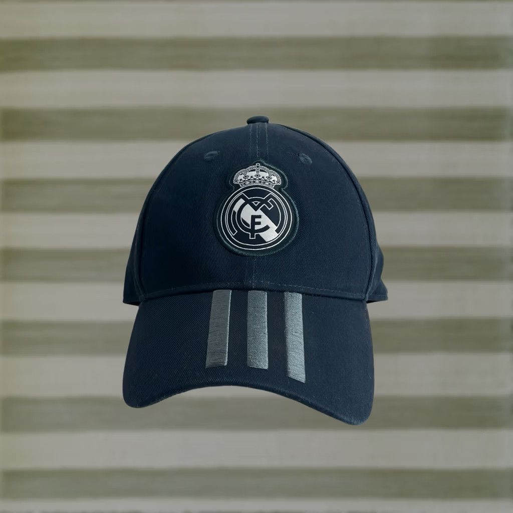 Adidas Adidas Real Madrid 3 Stripes Baseball Cap Men One Size Navy Blue Striped Classic Sports Casual Cap Size ONE SIZE - 1 Thumbnail