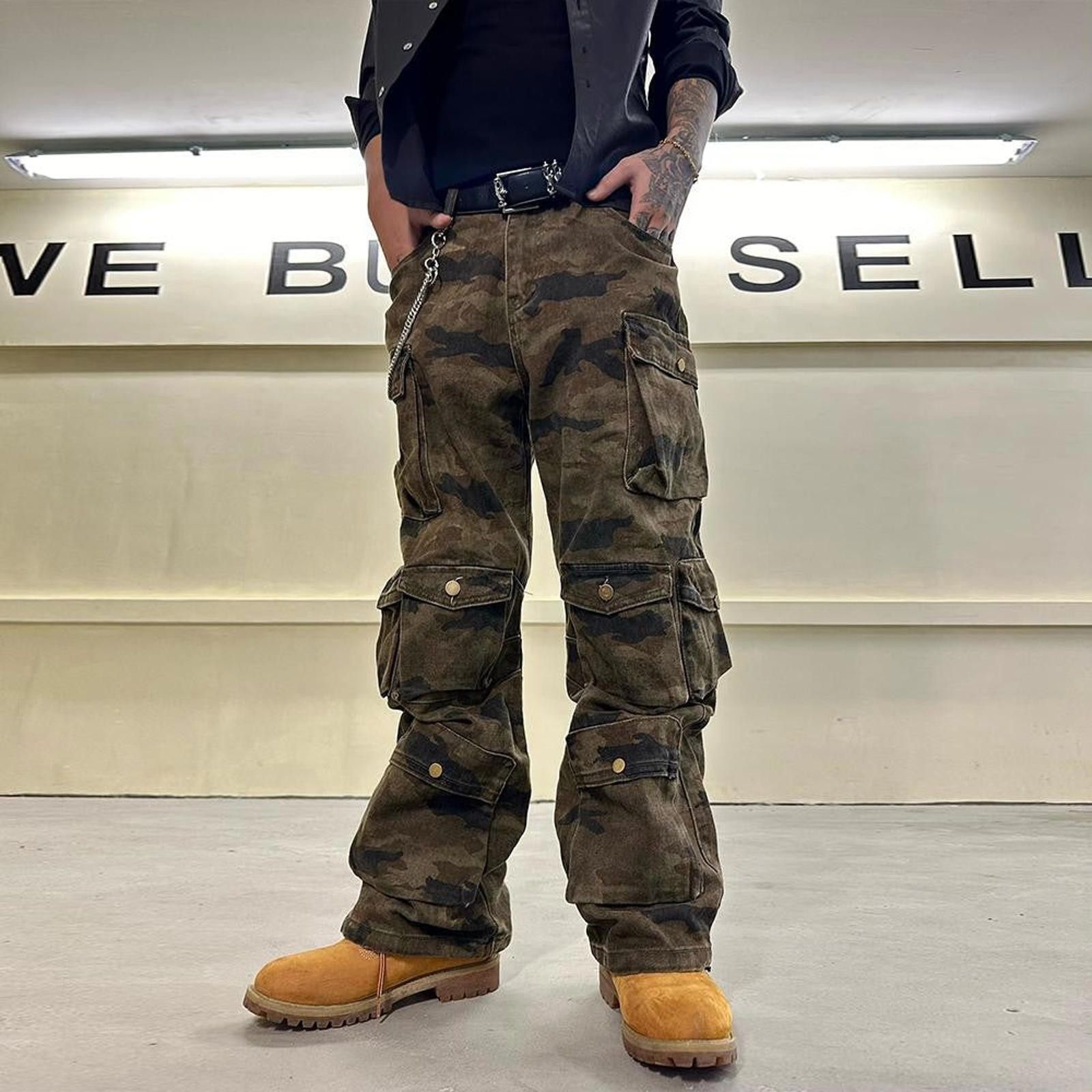 Japanese Brand Loose Camo Pants – Straight Leg, Streetwear Workwear Size US 30 / EU 46 - 1 Thumbnail