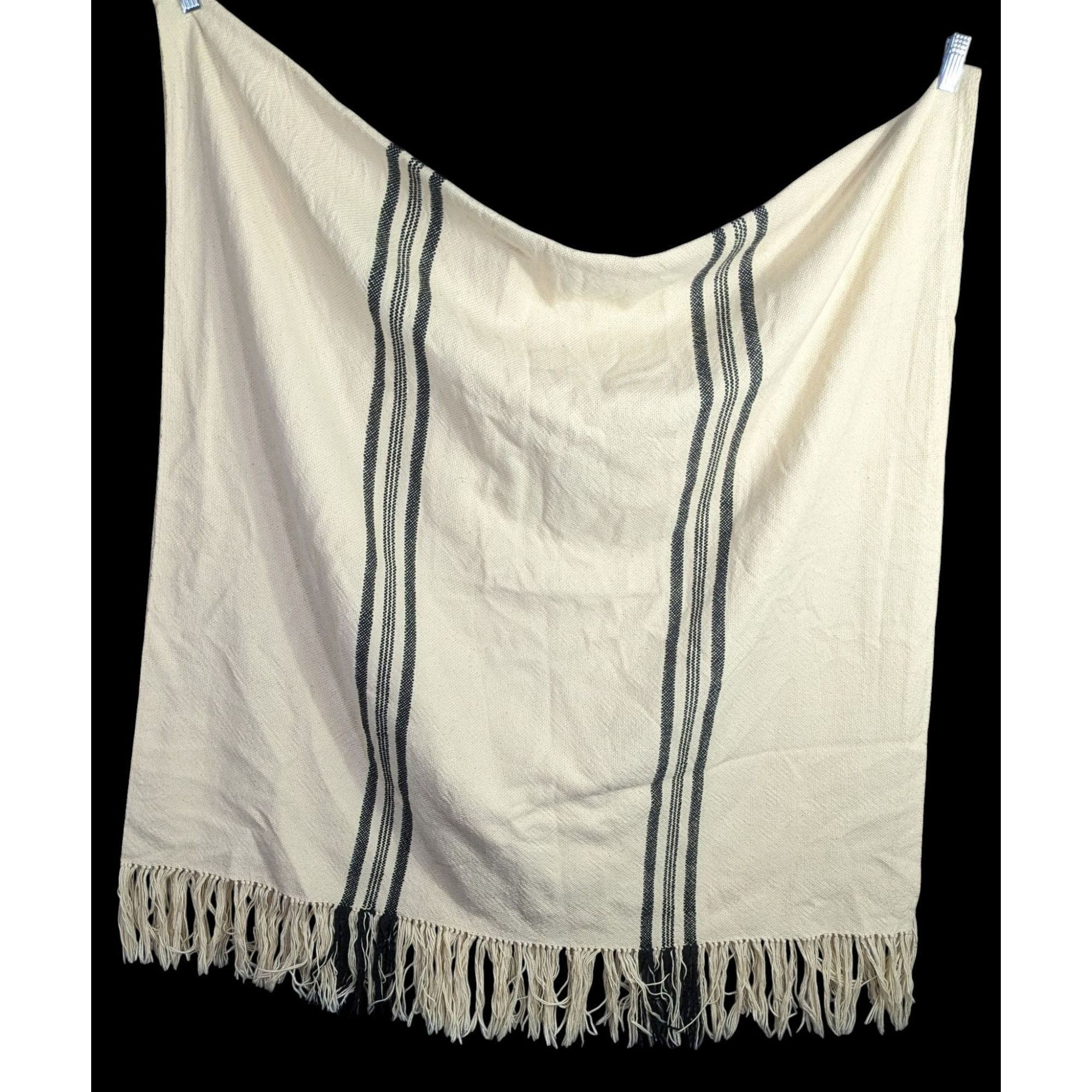 Apiece Apart Apiece Apart Striped 100% Cotton Fringe Throw Blanket Shawl Size ONE SIZE - 2 Thumbnail