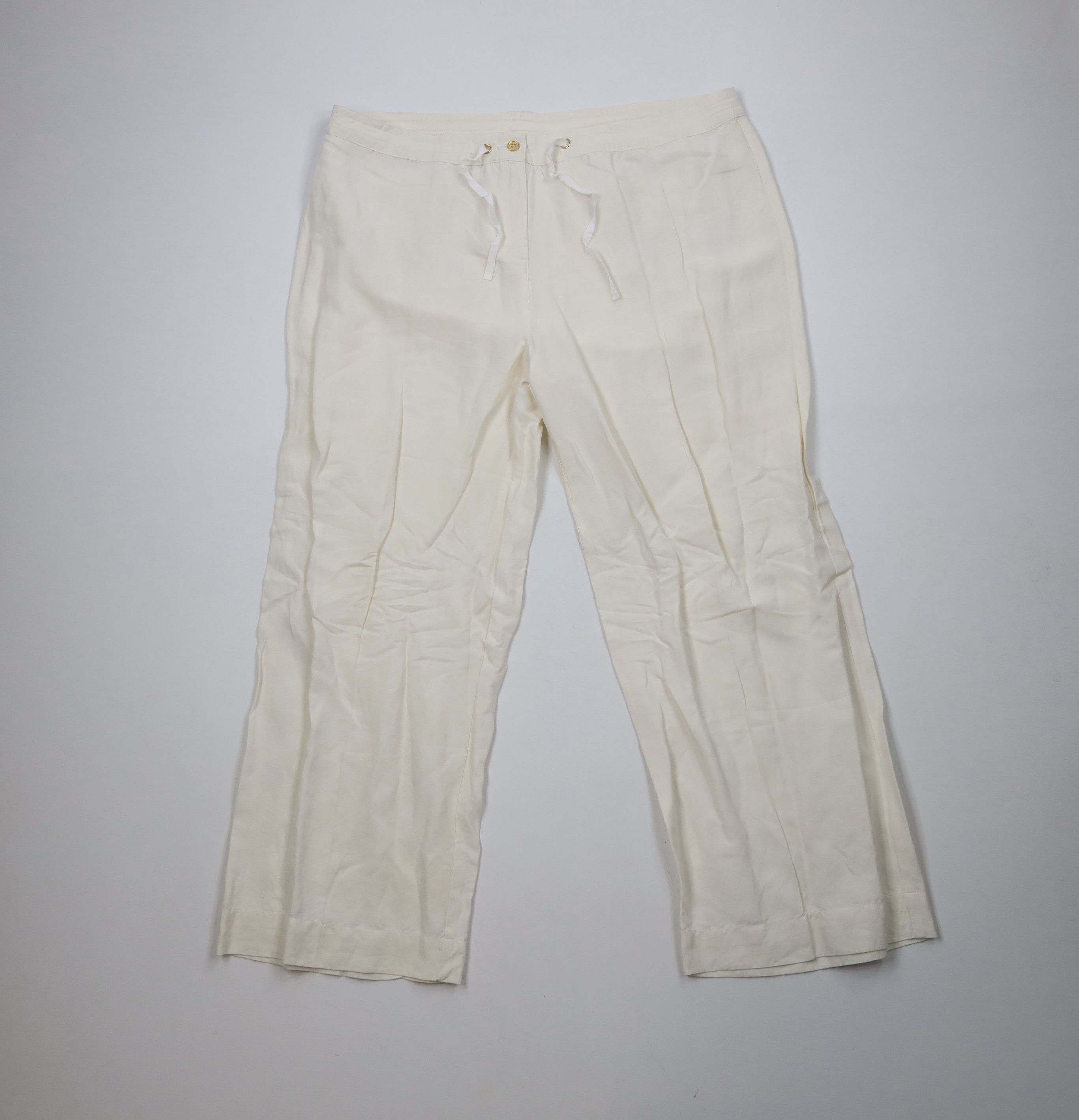 Vintage Vintage 90s Streetwear Silk Linen Wide Leg Harem Pants Cream Size 40" / US 18 - 1 Thumbnail